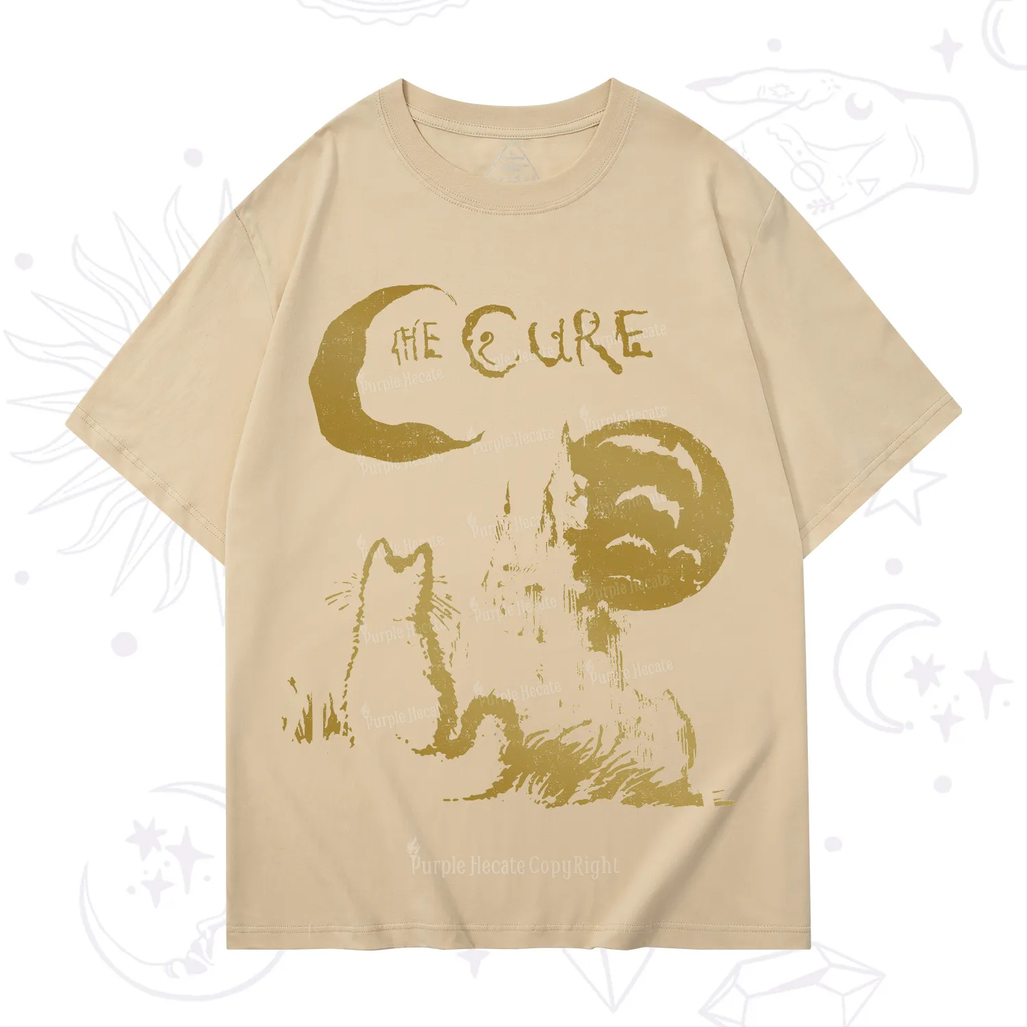 Purplehecate Goth Moon Cat Post-Punk T-Shirt