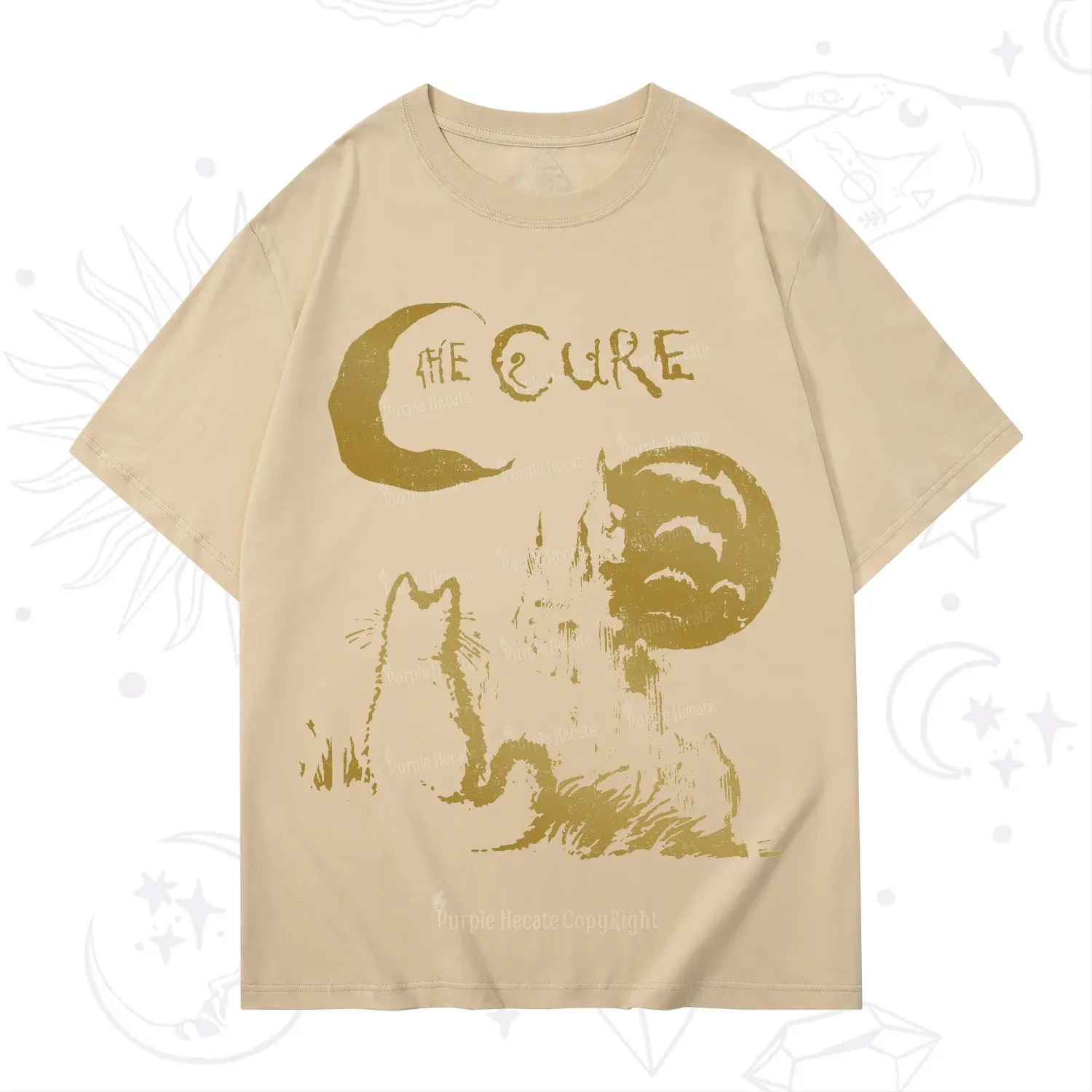 Purplehecate Goth Moon Cat Post-Punk T-Shirt