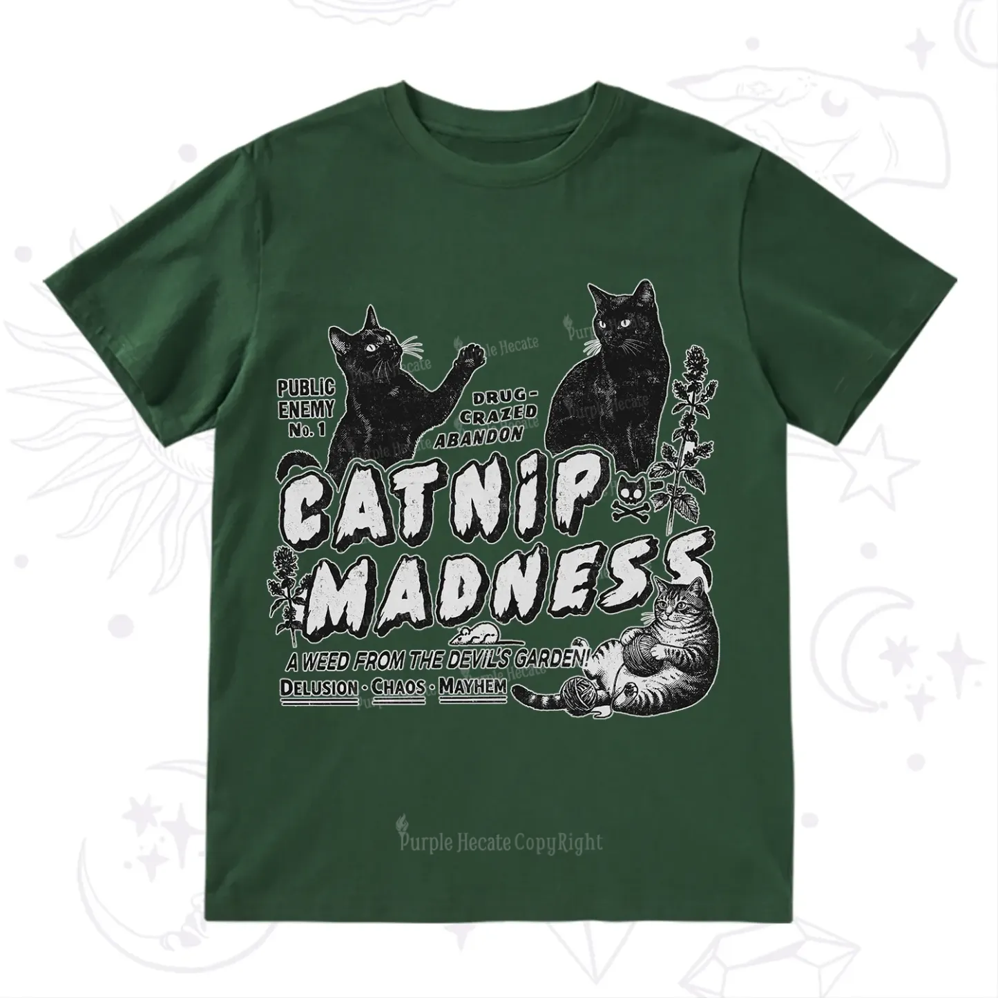 Purplehecate Catnip?Madness Cute?Cat T-Shirt