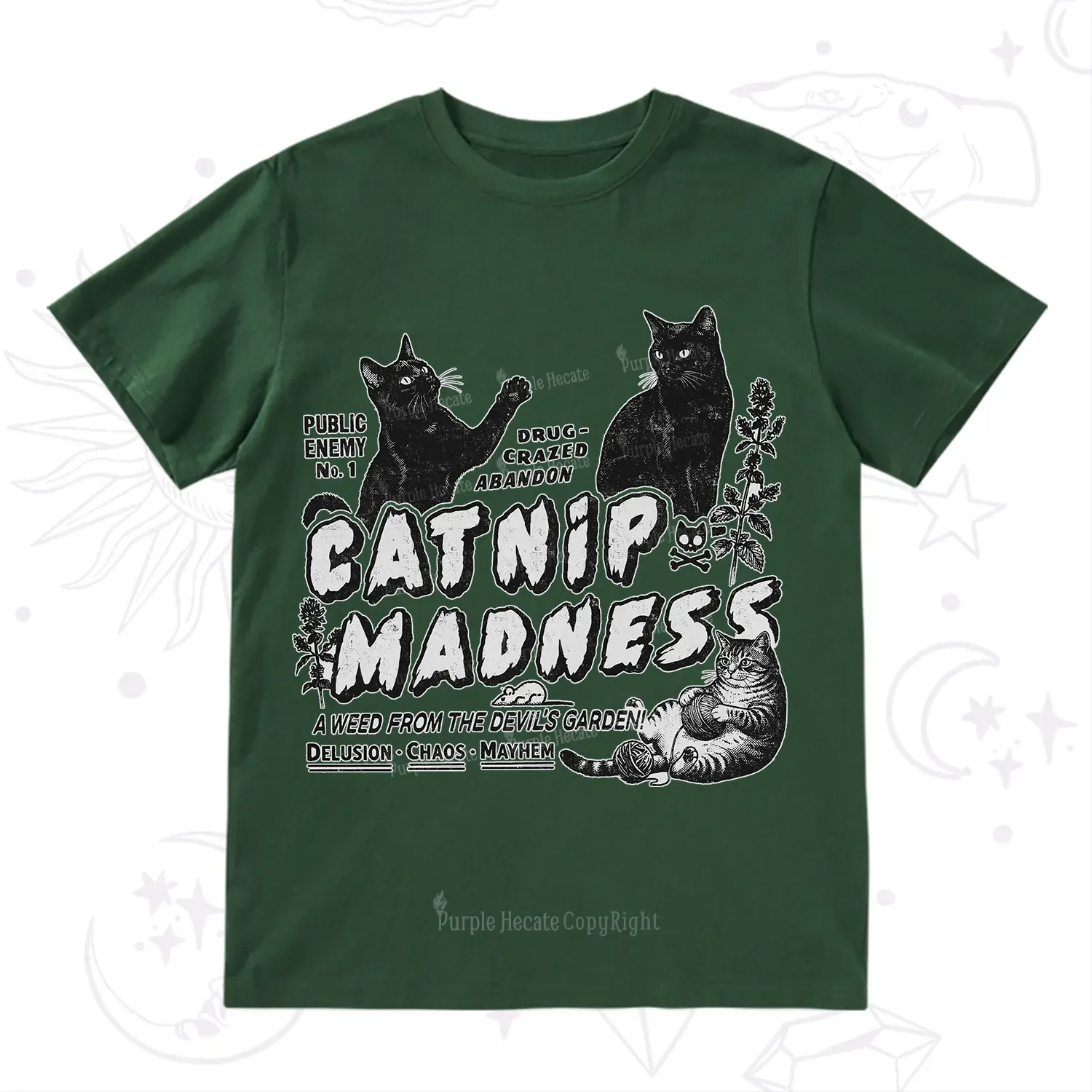 Purplehecate Catnip?Madness Cute?Cat T-Shirt
