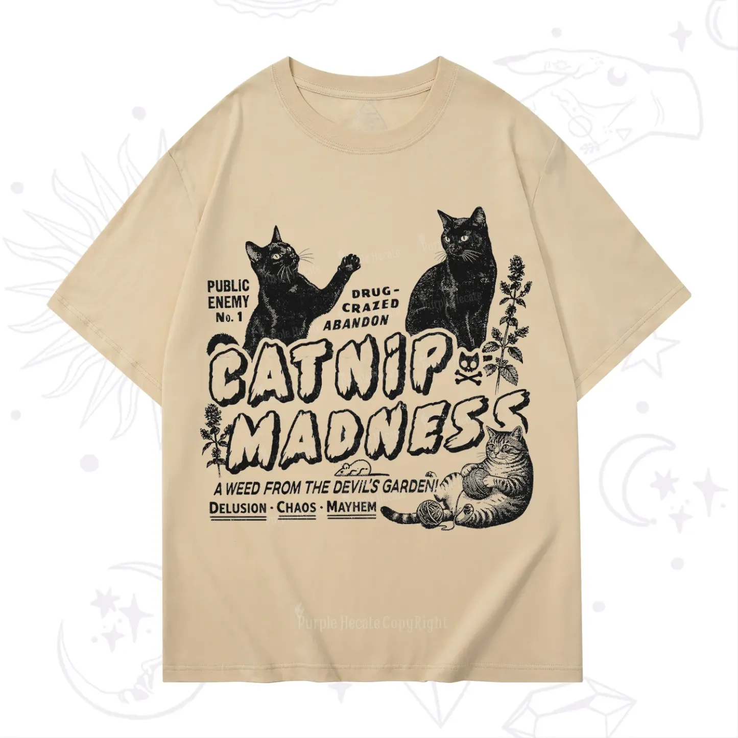 Purplehecate Catnip?Madness Cute?Cat T-Shirt
