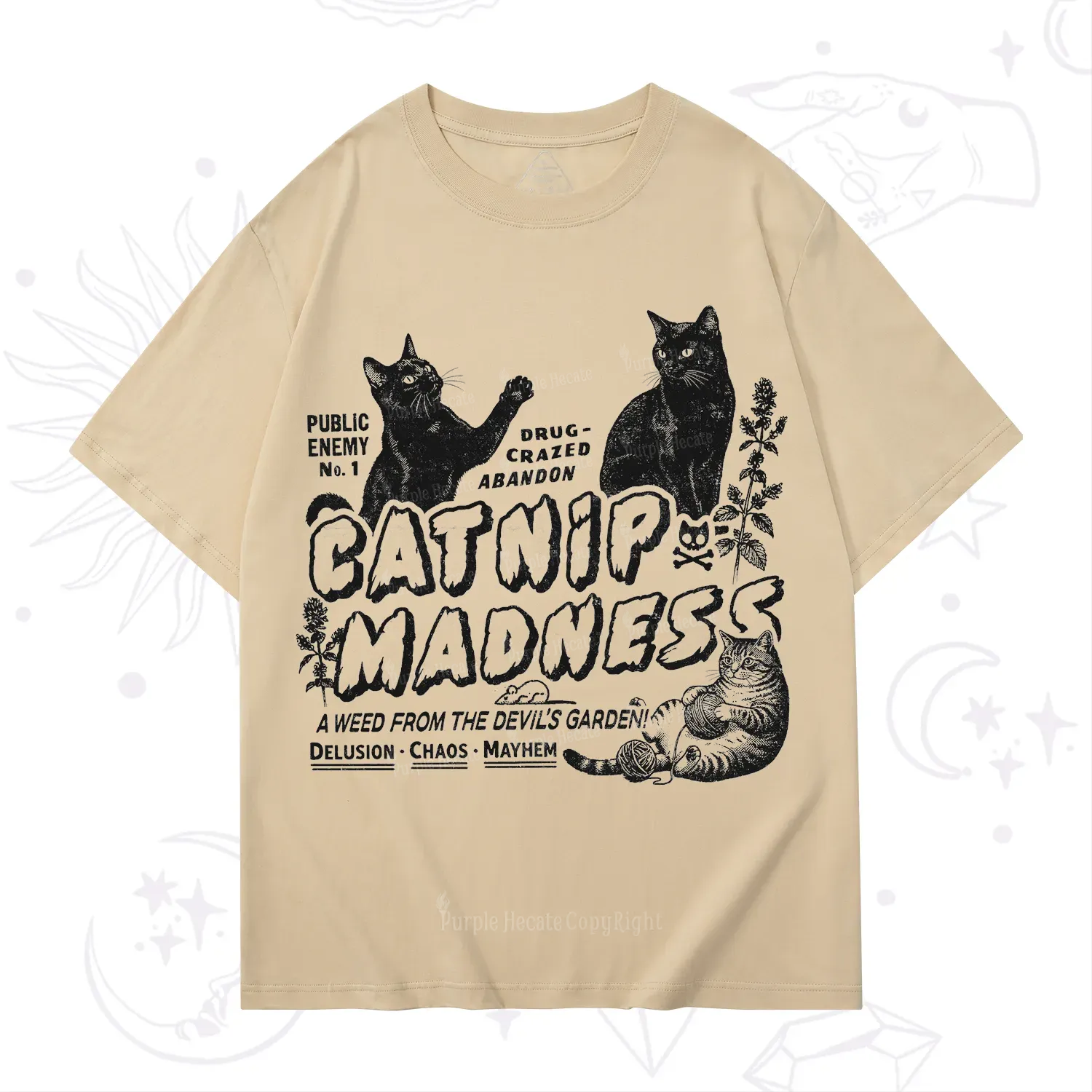 Purplehecate Catnip?Madness Cute?Cat T-Shirt