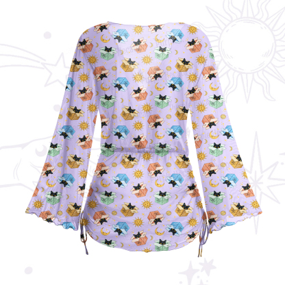 Purplehecate Magical Black Cat Mesh Cover Up Dress