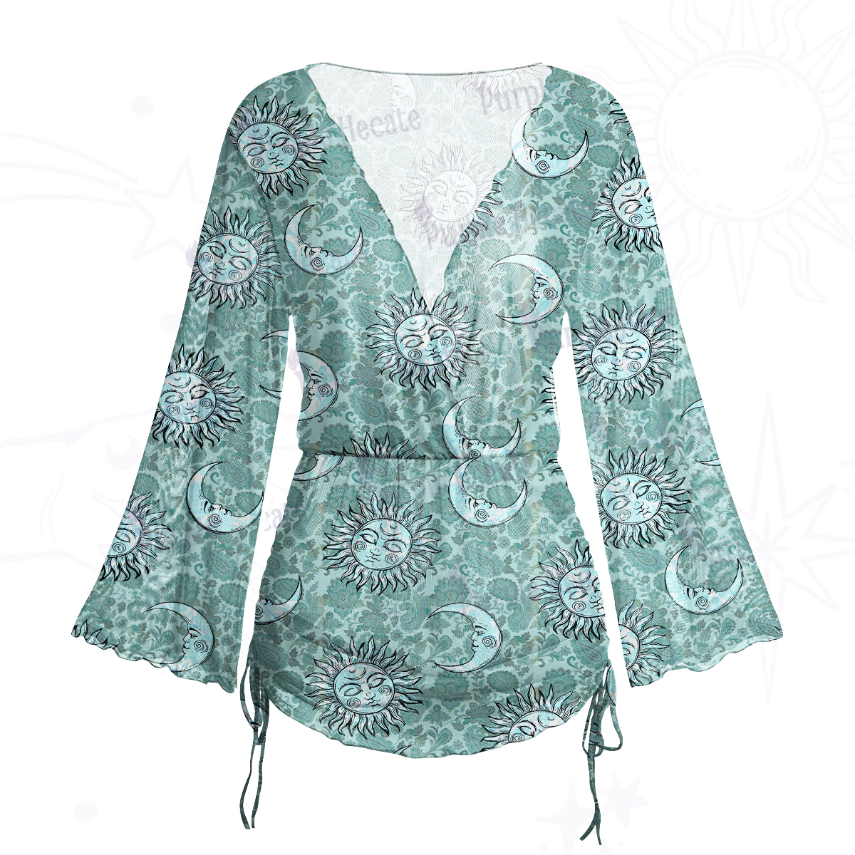 Purplehecate Sun & Moon Whispers Mesh Cover Up Dress