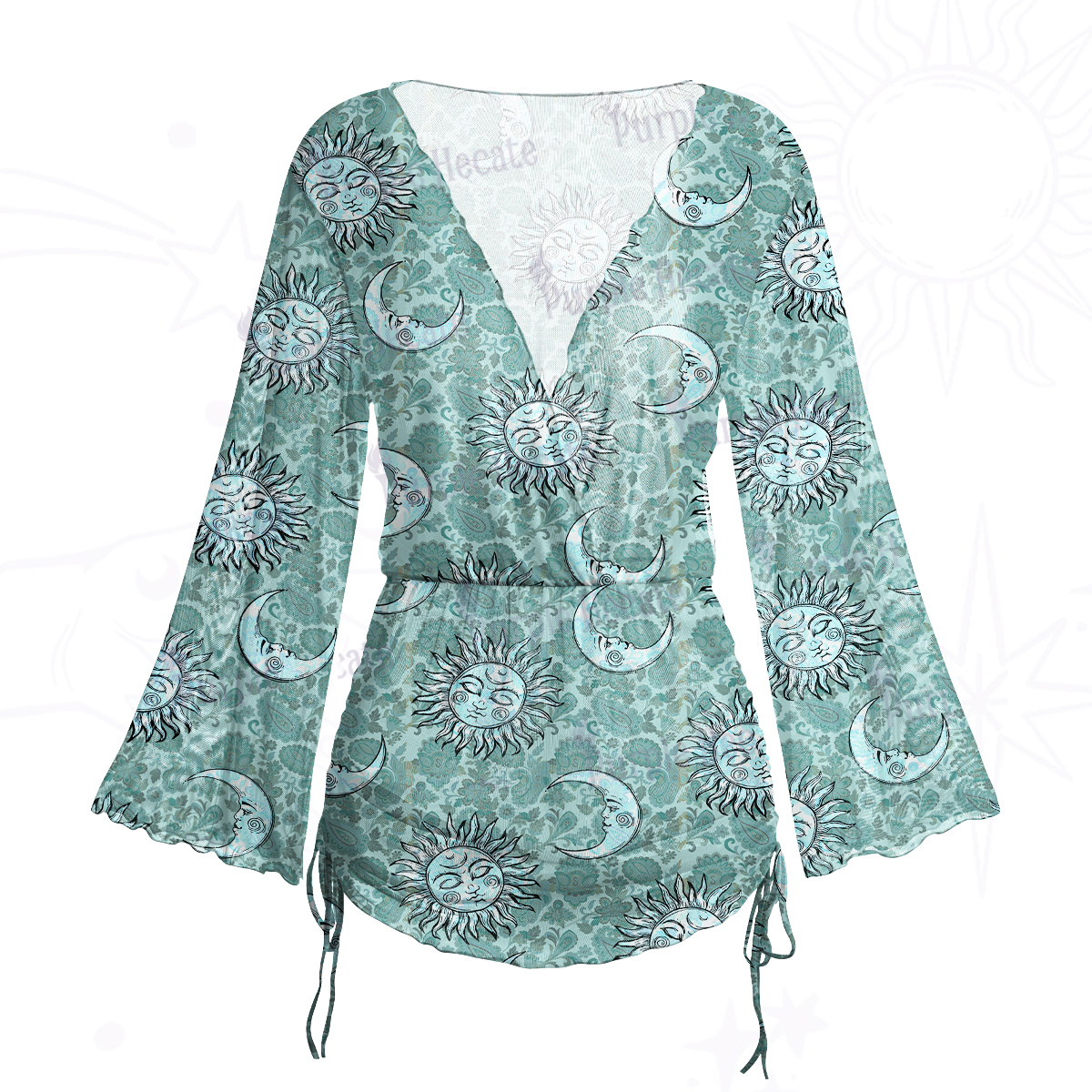 Purplehecate Sun & Moon Whispers Mesh Cover Up Dress