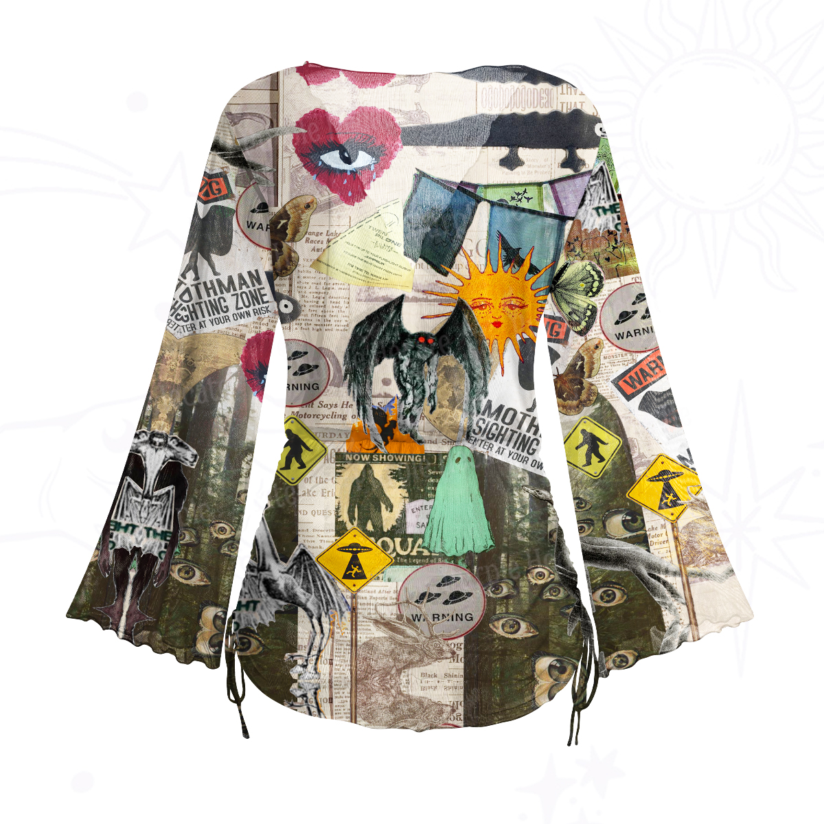 Purplehecate Cryptid Warning Collage Mesh Cover Up Dress