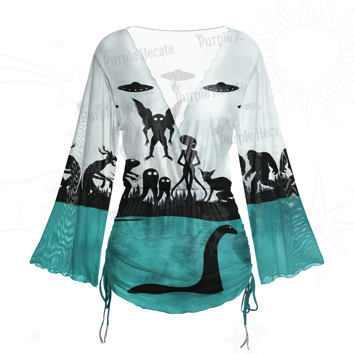 Purplehecate Alien Lake Monster Encounter Mesh Cover Up Dress