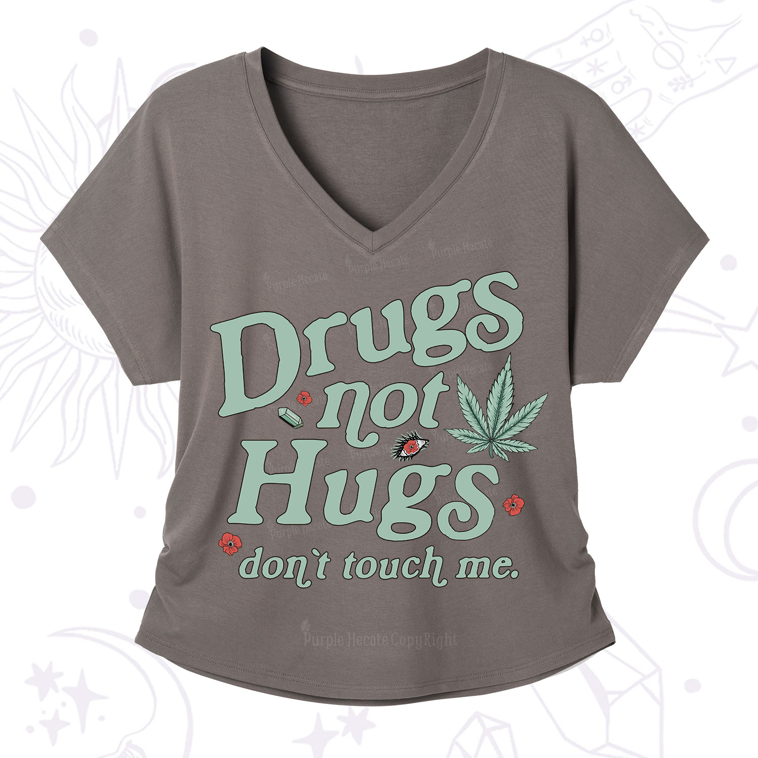 Purplehecate Sarcastic Weed V-Neck T-Shirt