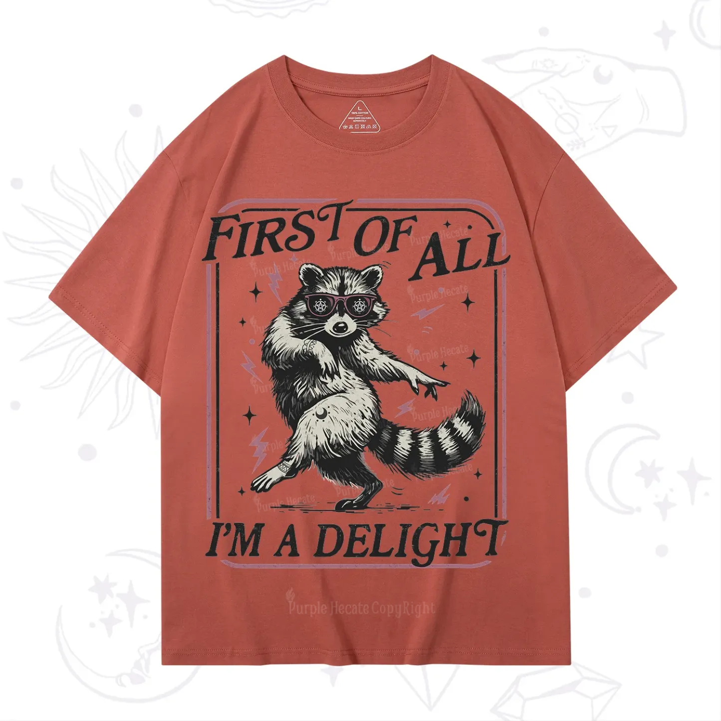 Purplehecate First Of All I'm A Delight Racoon T-Shirt