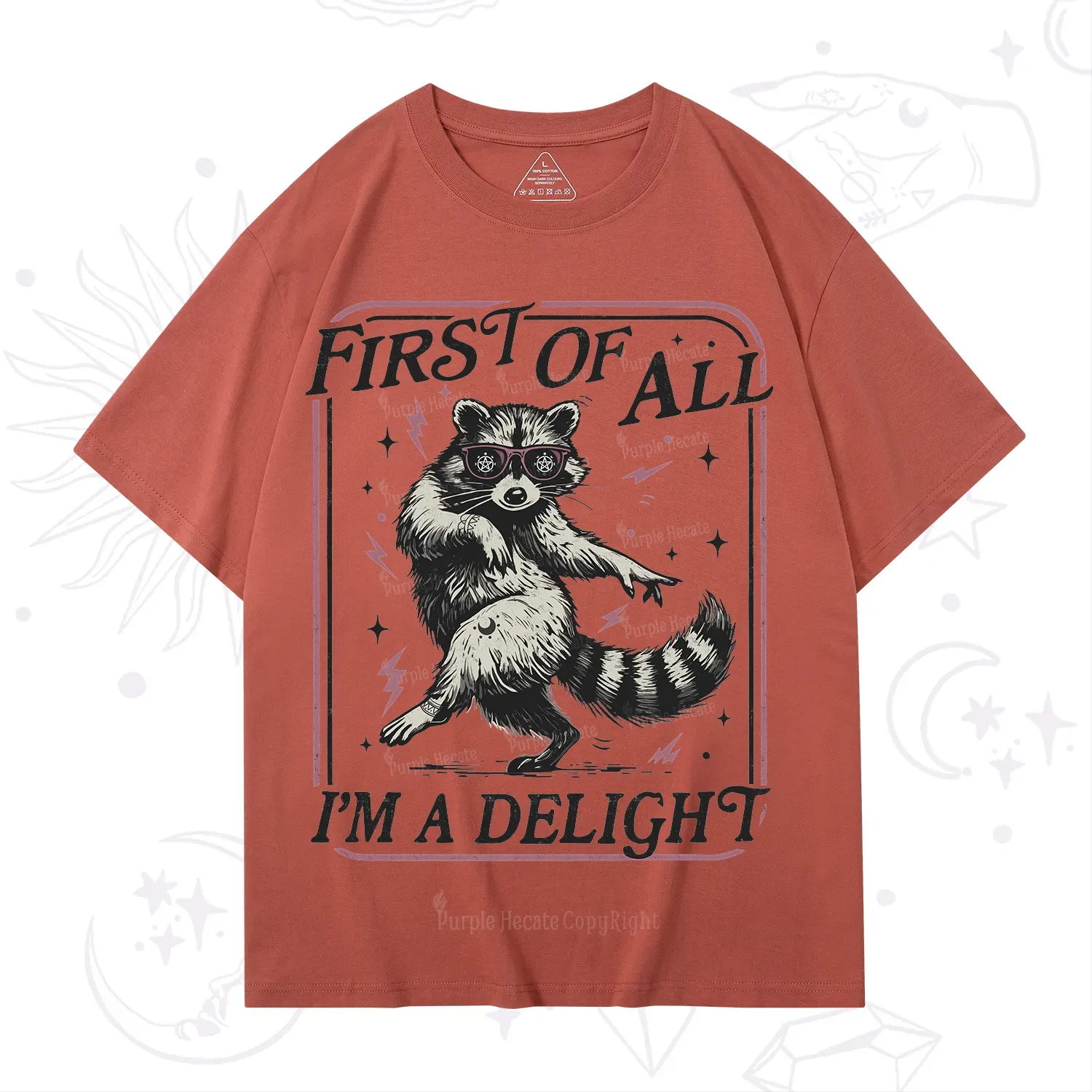 Purplehecate First Of All I'm A Delight Racoon T-Shirt