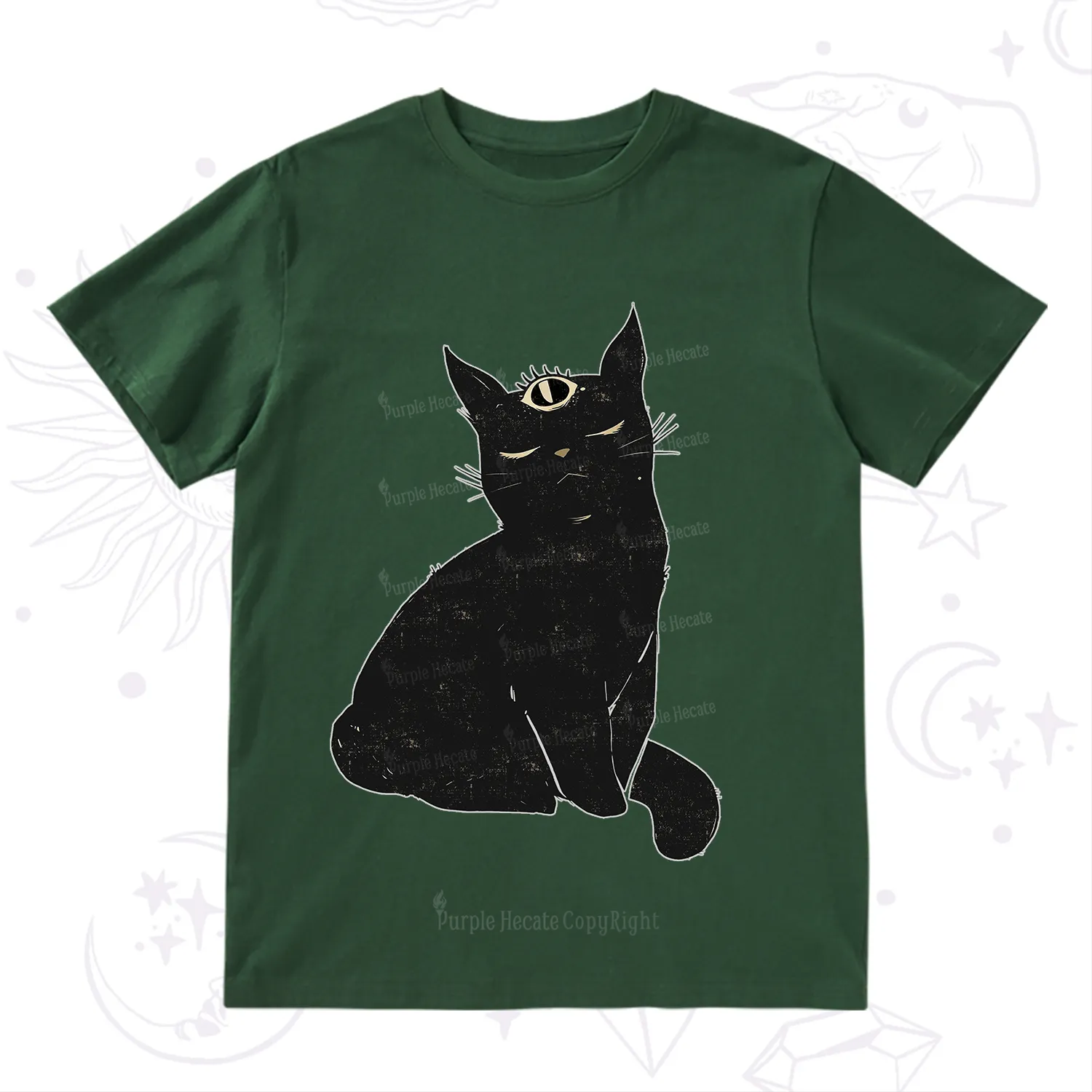 Purplehecate Third Eye Black Cat T-Shirt