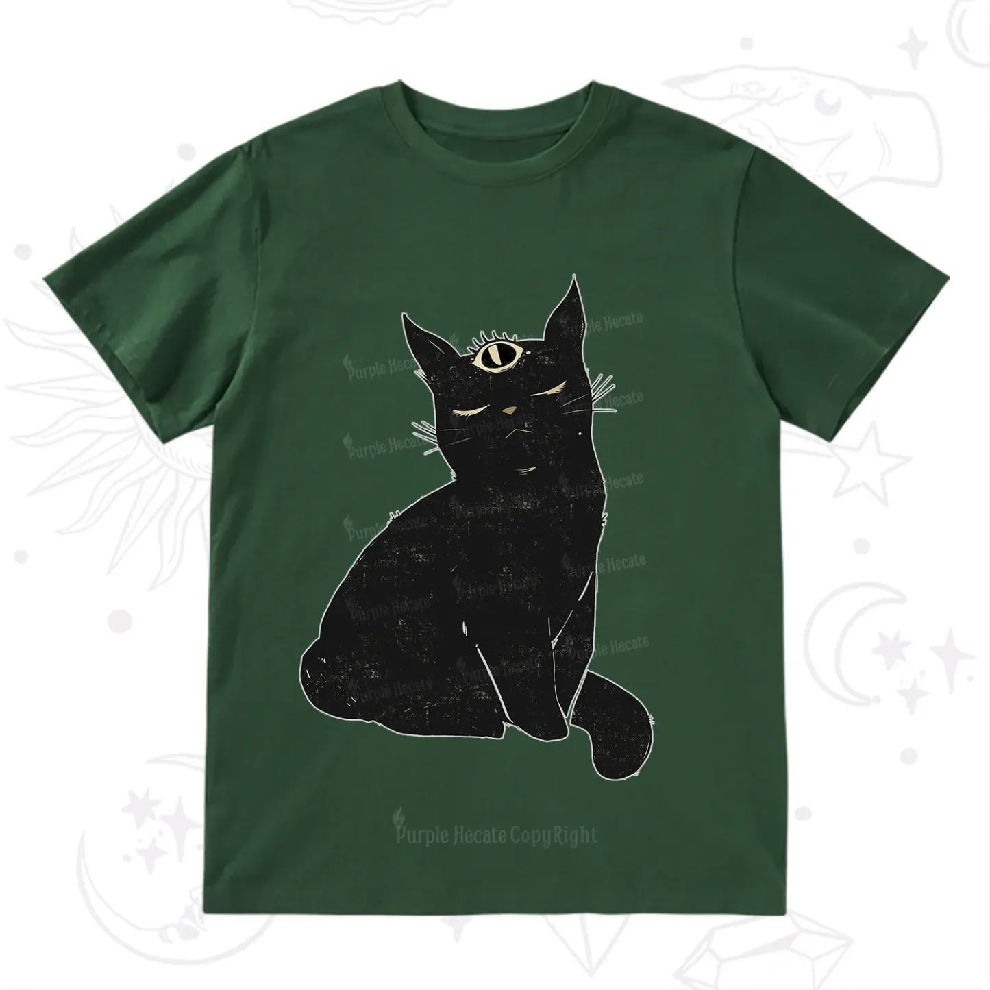 Purplehecate Third Eye Black Cat T-Shirt