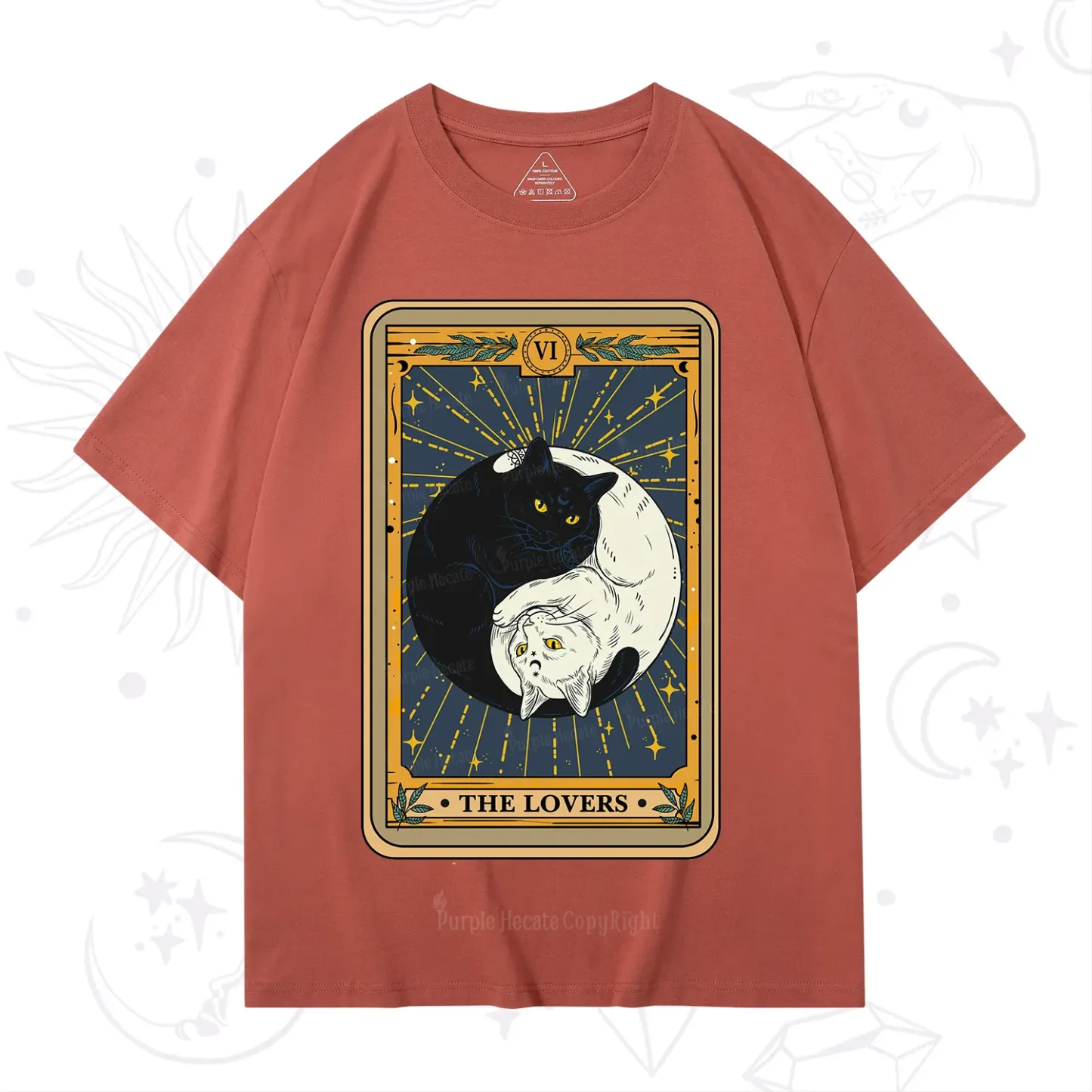 Purplehecate The Lovers Cat Tarot T-Shirt