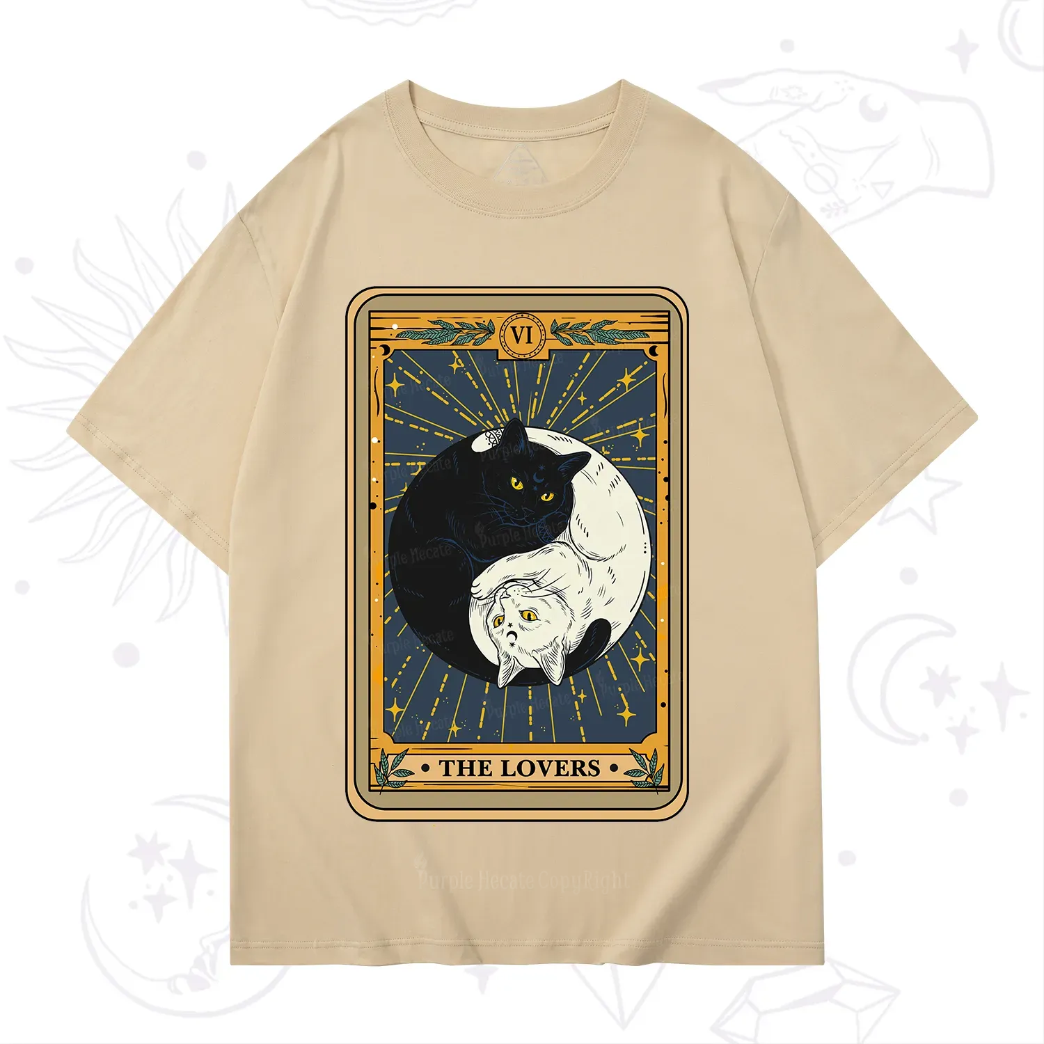 Purplehecate The Lovers Cat Tarot T-Shirt