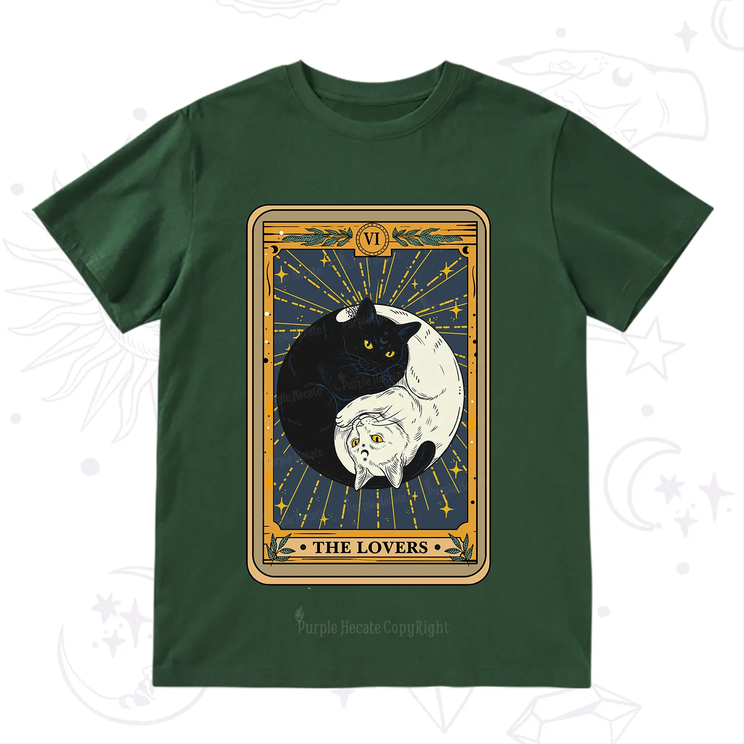 Purplehecate The Lovers Cat Tarot T-Shirt