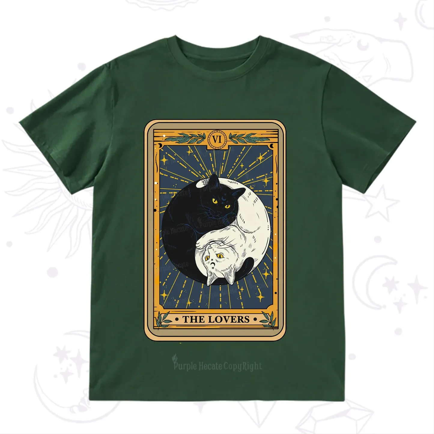 Purplehecate The Lovers Cat Tarot T-Shirt