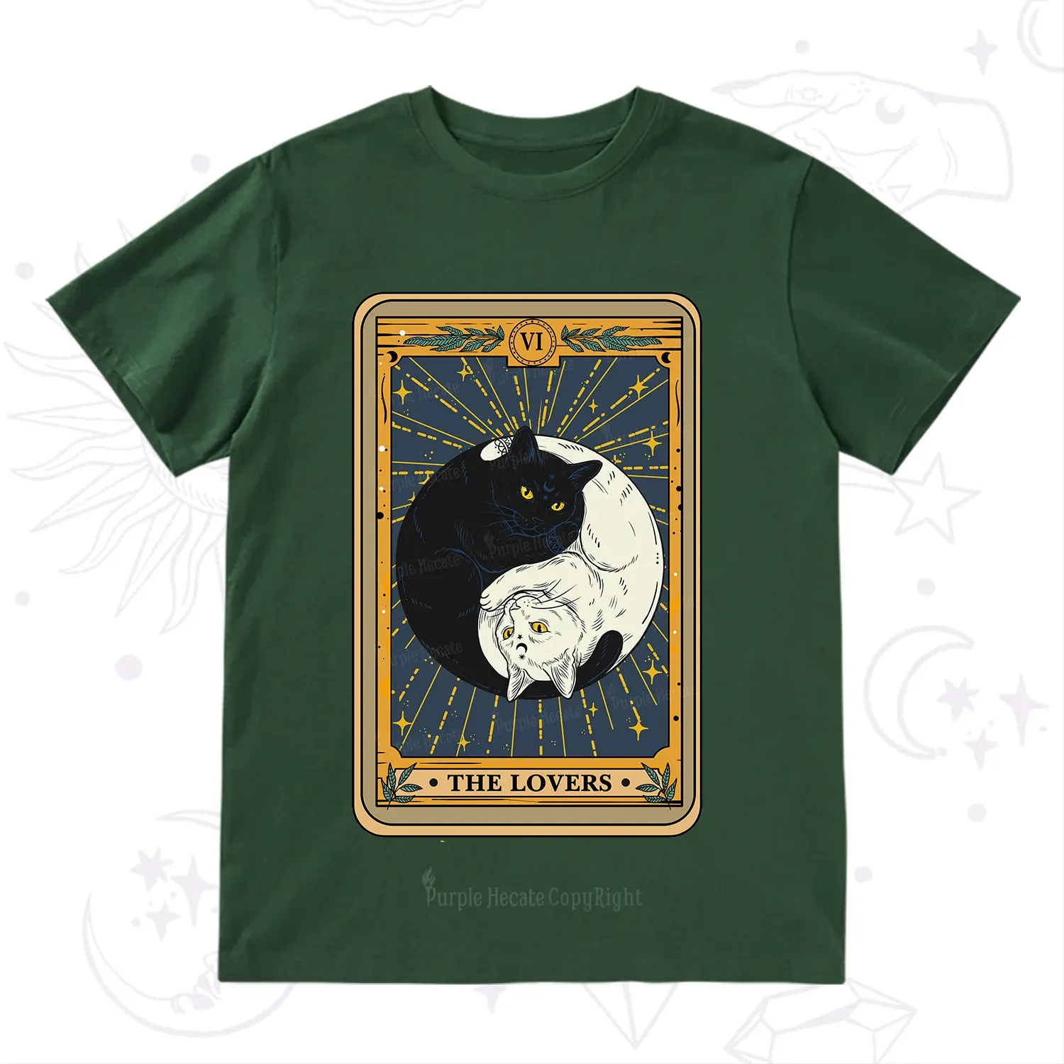 Purplehecate The Lovers Cat Tarot T-Shirt