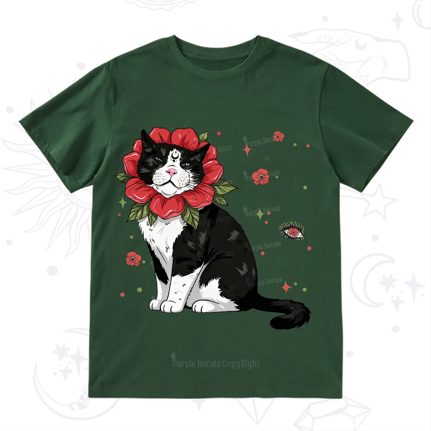 Purplehecate Cat in Flower Crown T-Shirt