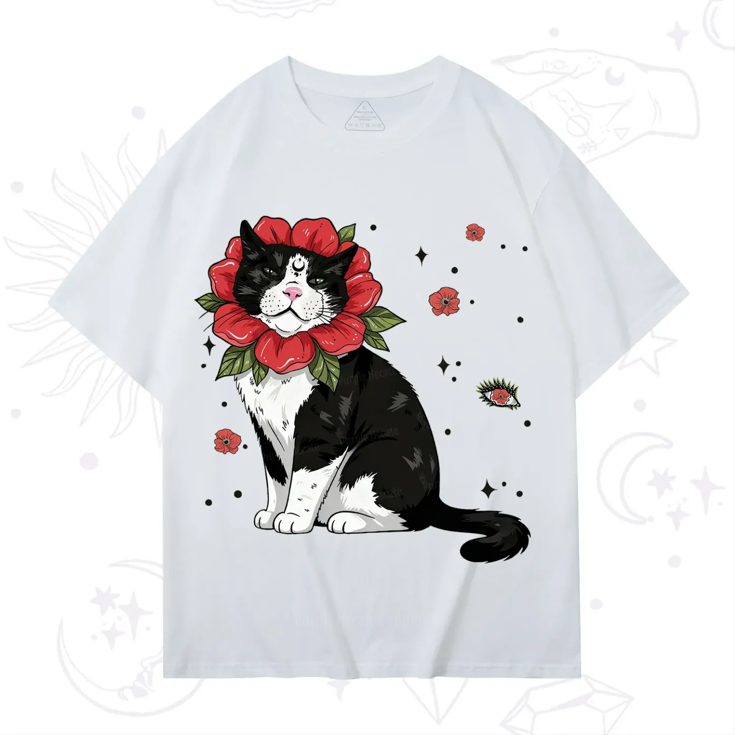 Purplehecate Cat in Flower Crown T-Shirt