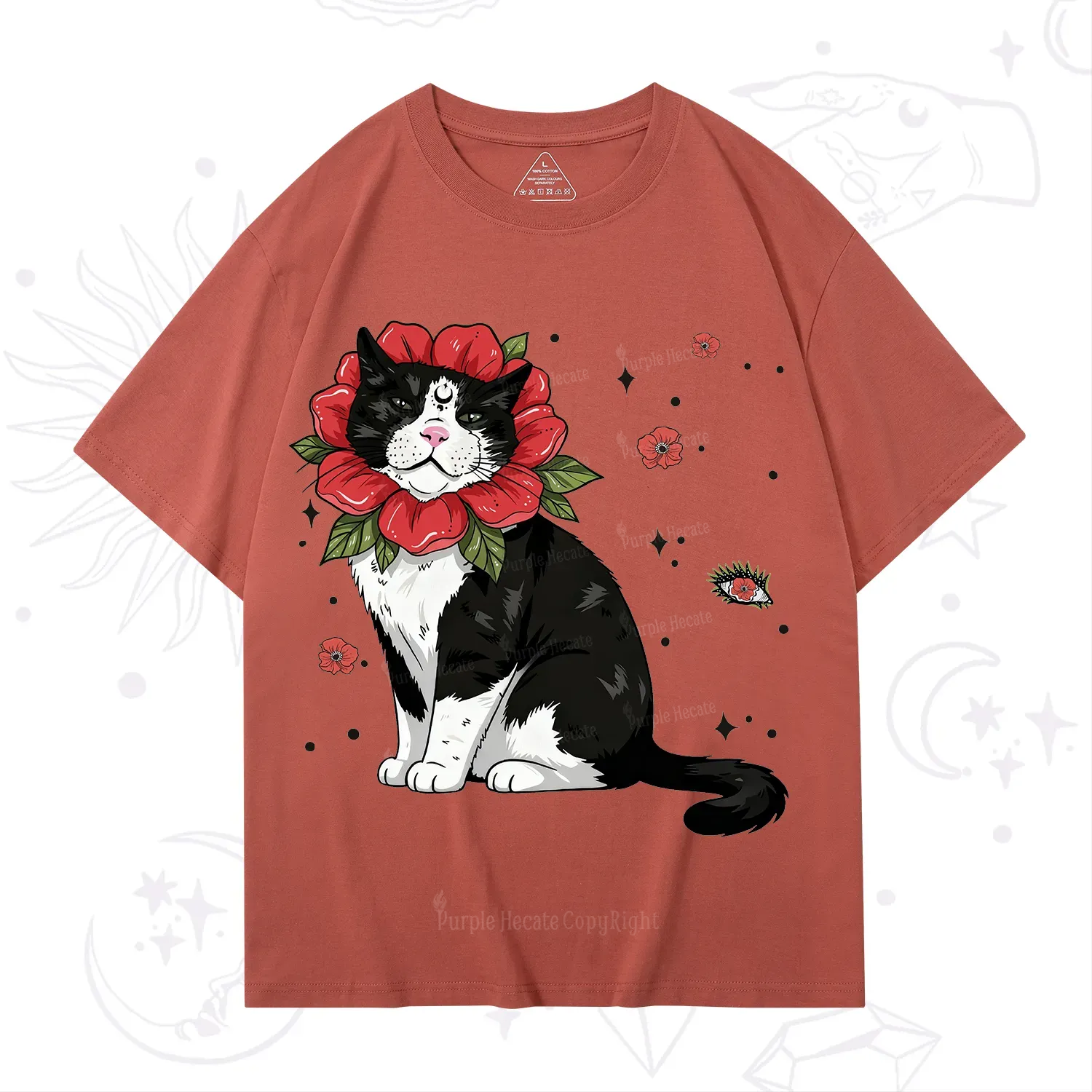 Purplehecate Cat in Flower Crown T-Shirt
