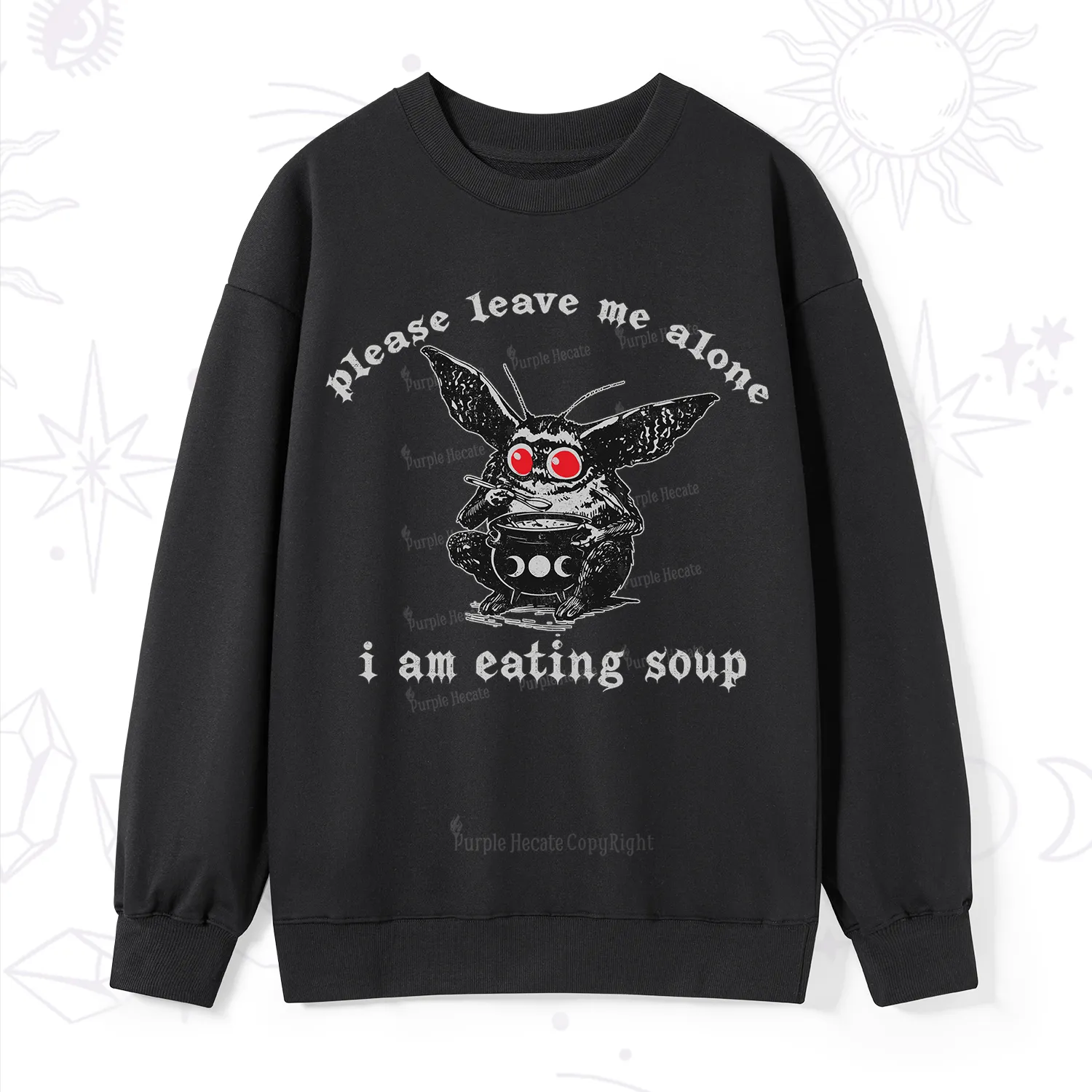 Purplehecate Mothman Eating Soup Sweatshirt