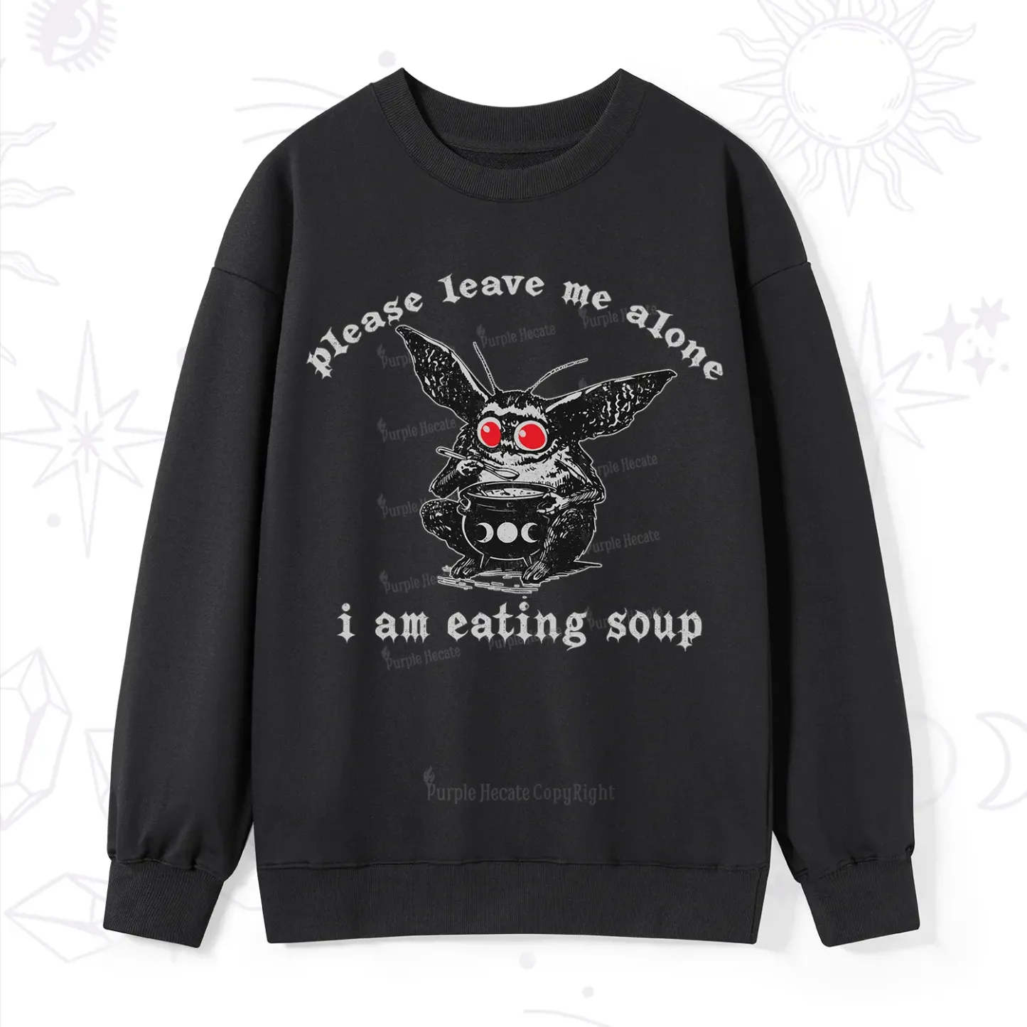 Purplehecate Mothman Eating Soup Sweatshirt