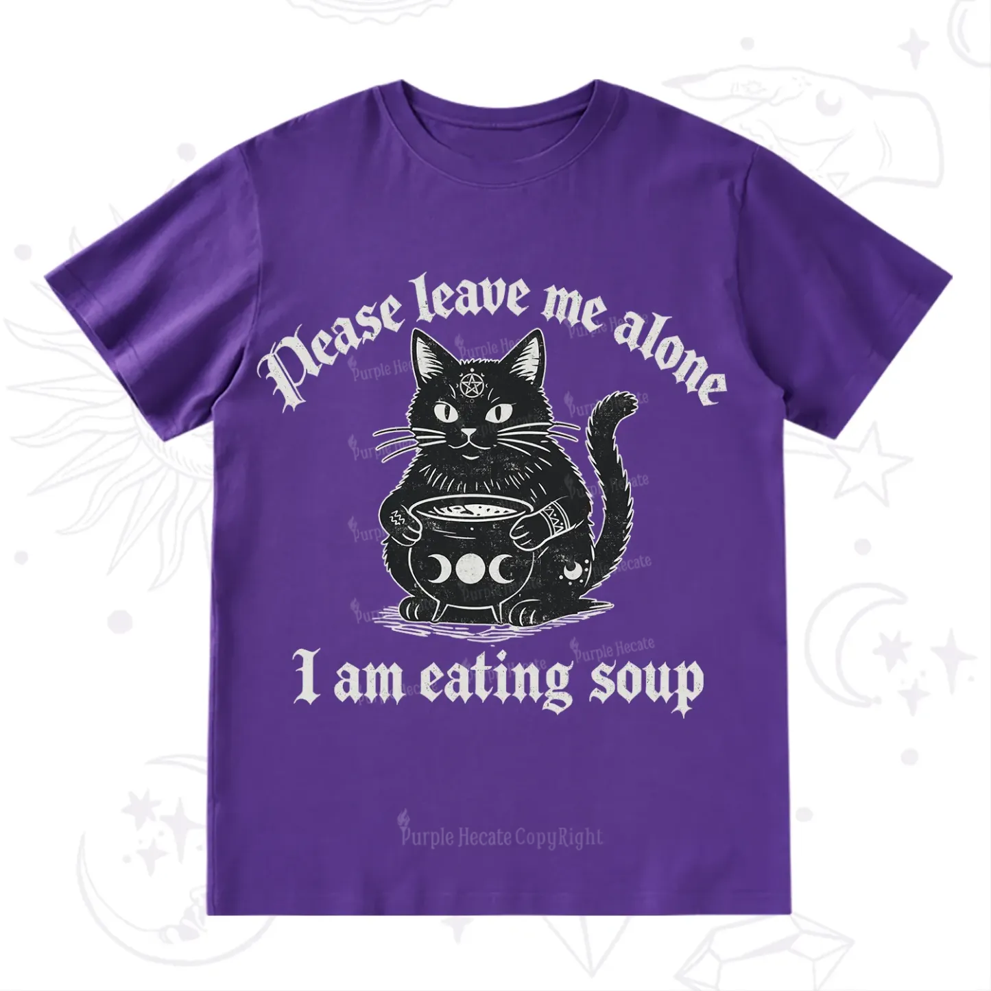 Purplehecate Magic Cat Eating Soup T-Shirt