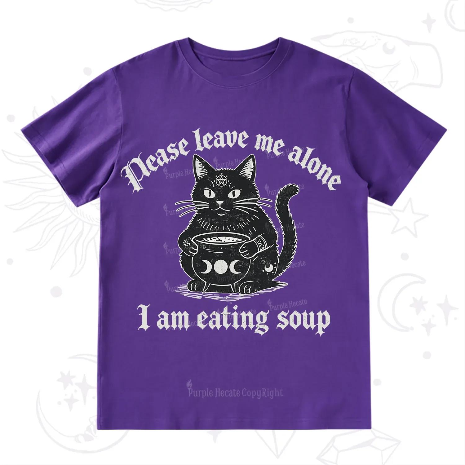 Purplehecate Magic Cat Eating Soup T-Shirt