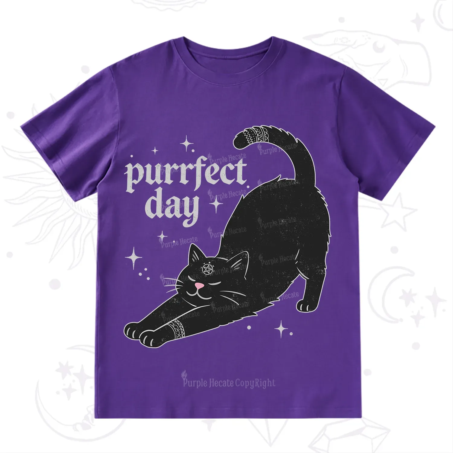 Purplehecate Purrfect Day Black Cat T-Shirt