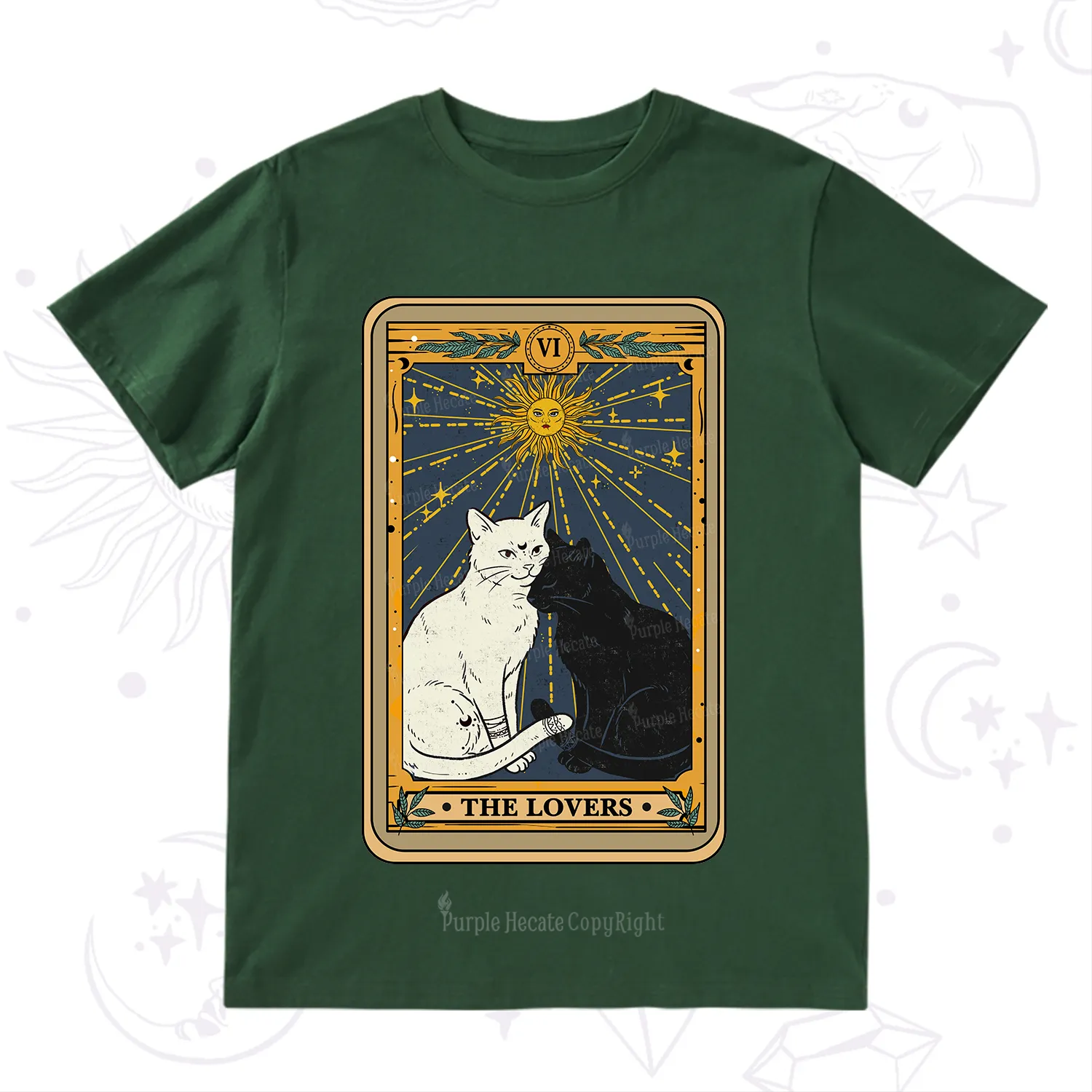 Purplehecate The Lovers Cat Tarot Card T-Shirt