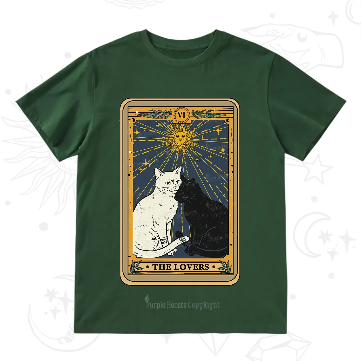 Purplehecate The Lovers Cat Tarot Card T-Shirt