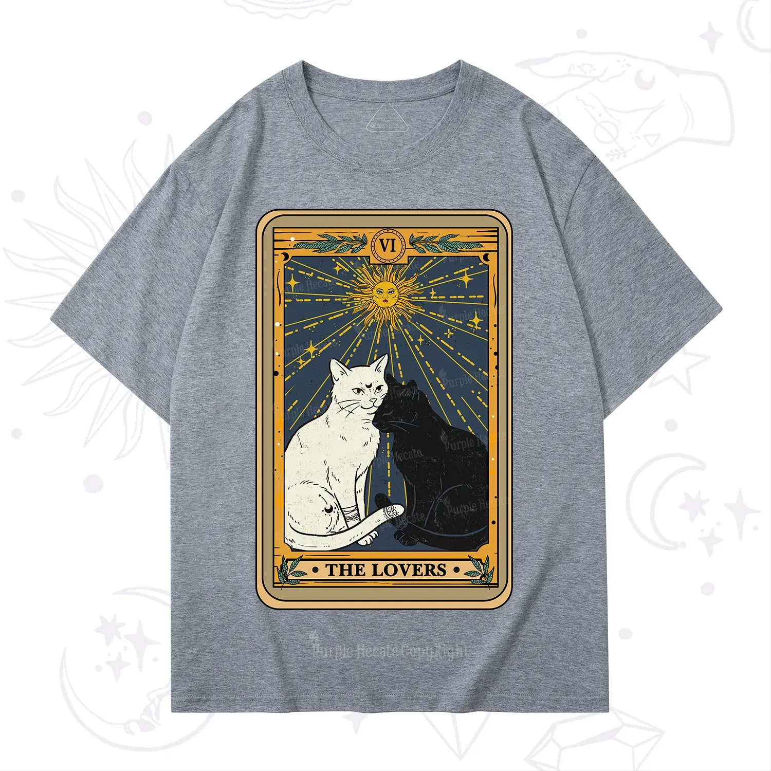 Purplehecate The Lovers Cat Tarot Card T-Shirt