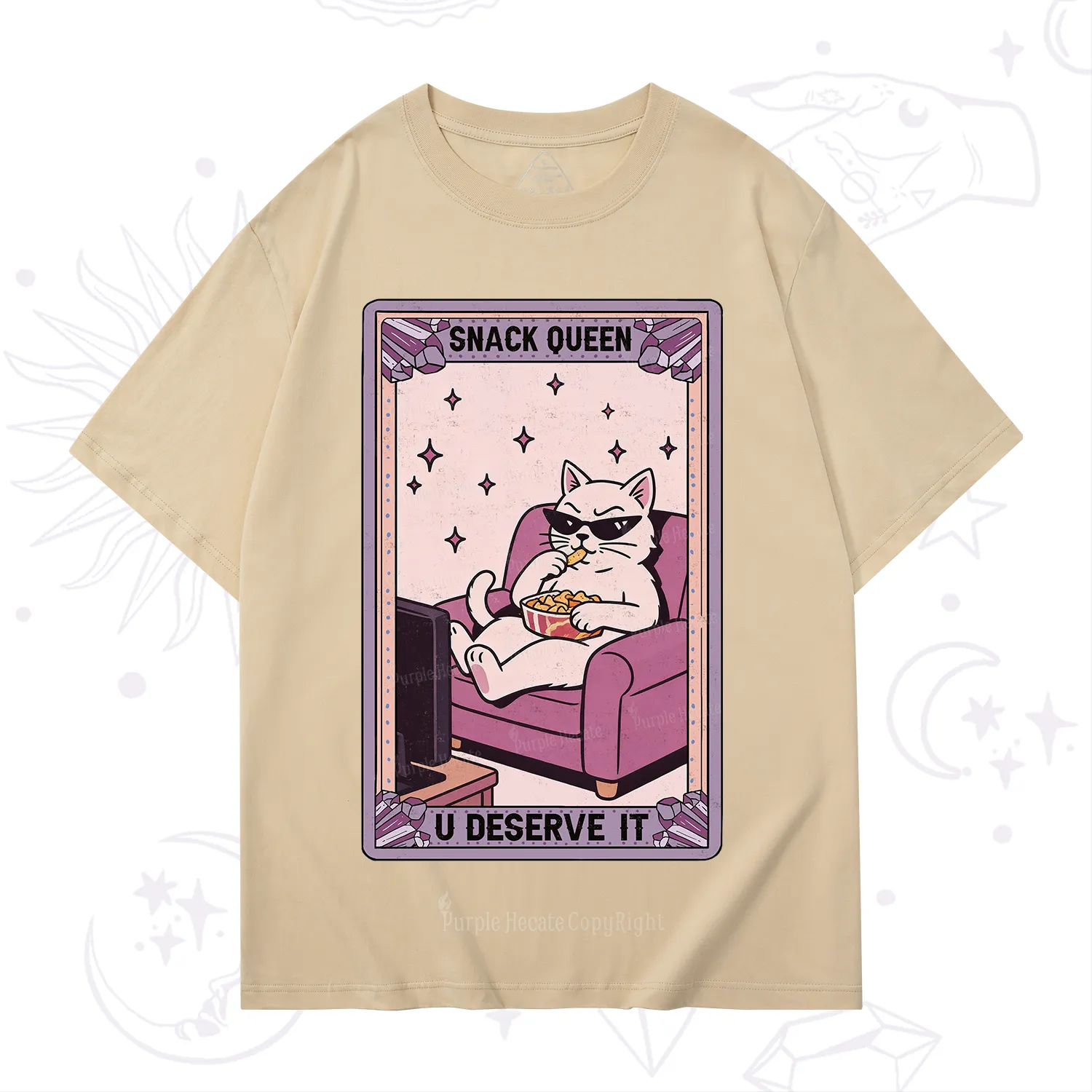 Purplehecate The Snack Queen Cat Tarot T-Shirt
