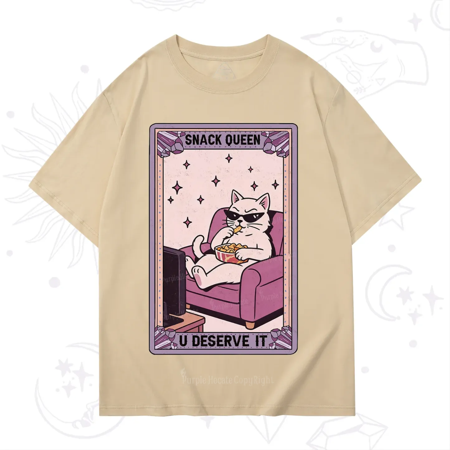 Purplehecate The Snack Queen Cat Tarot T-Shirt