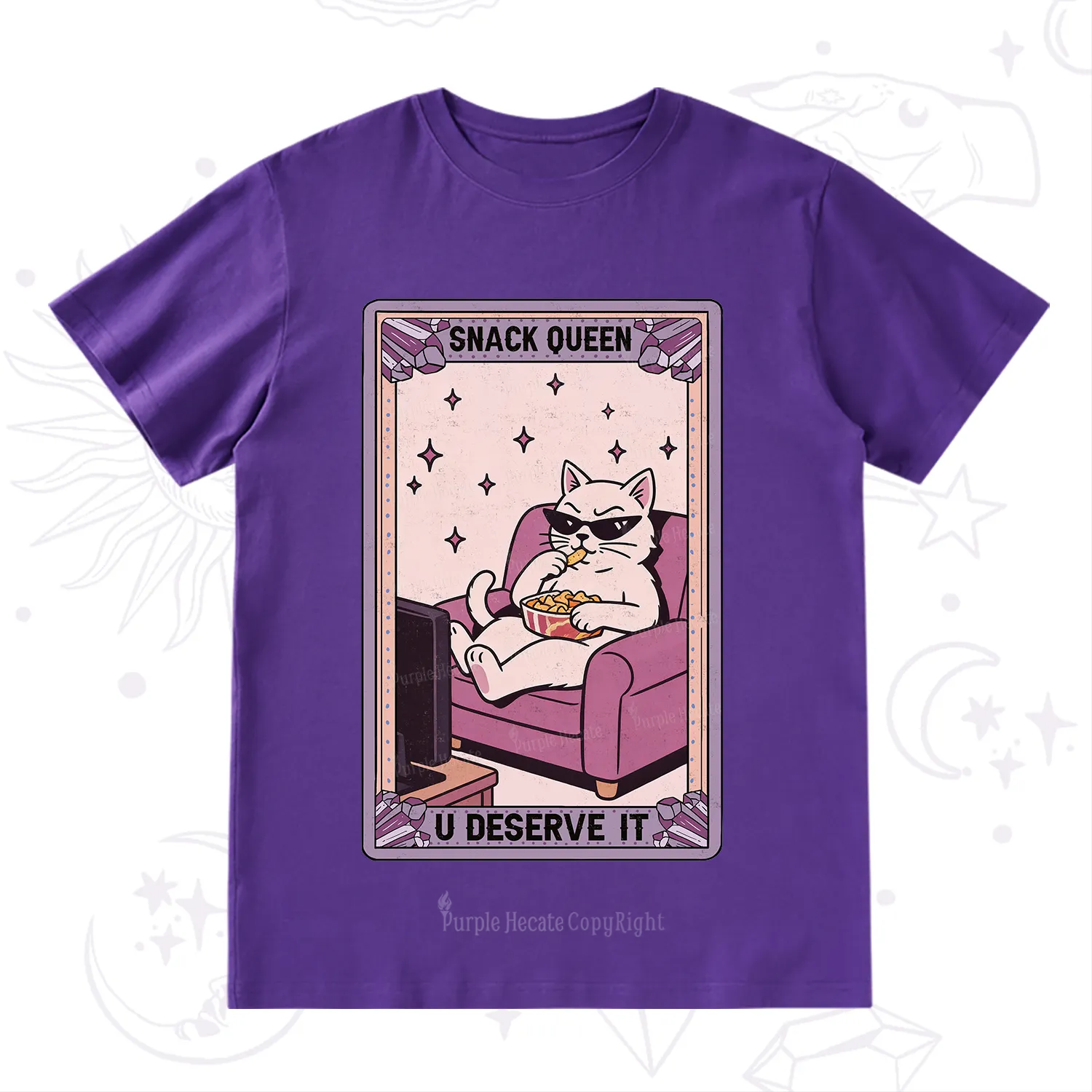 Purplehecate The Snack Queen Cat Tarot T-Shirt