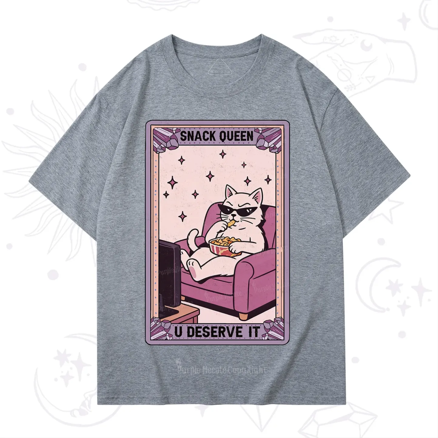 Purplehecate The Snack Queen Cat Tarot T-Shirt