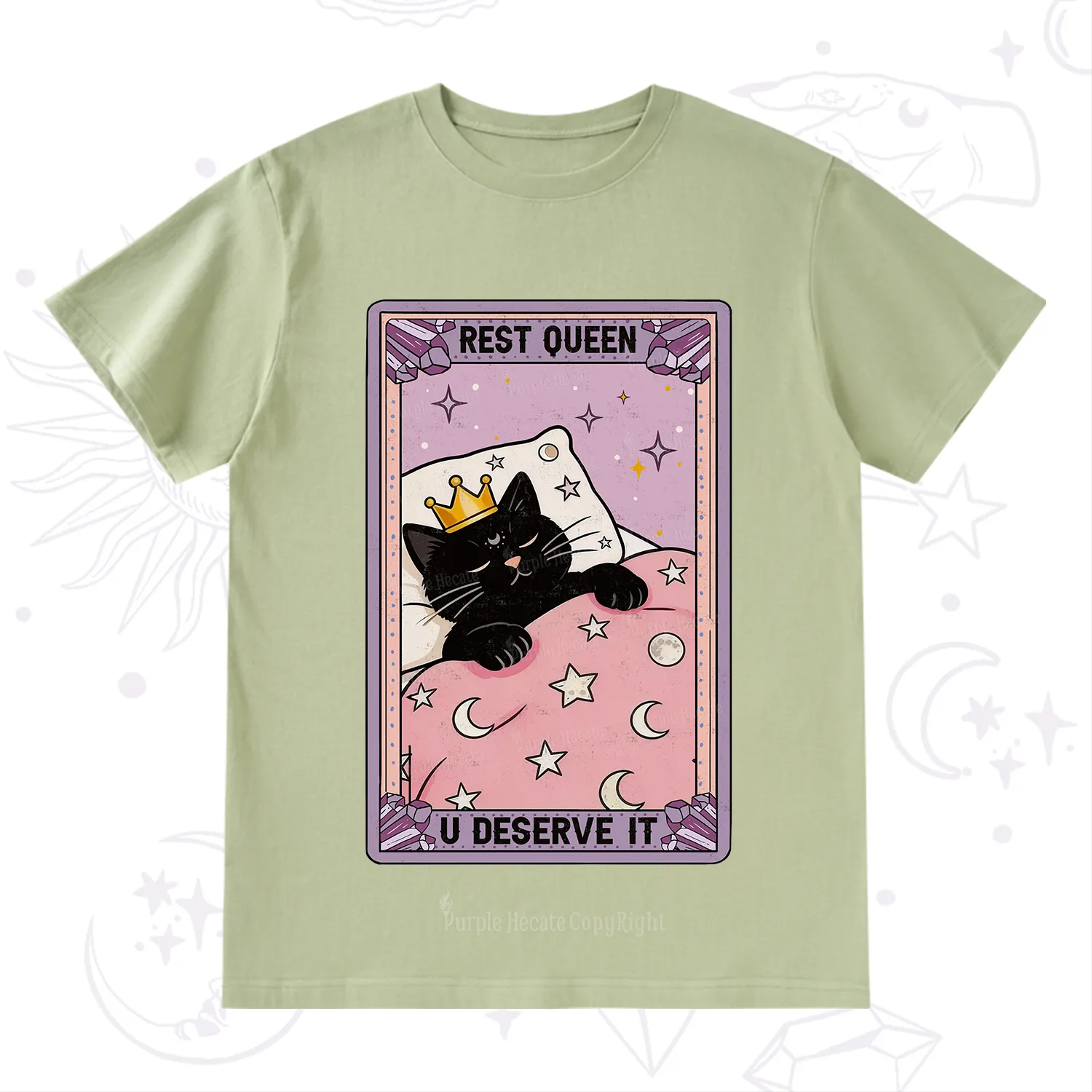 Purplehecate The Rest Queen Cat Tarot T-Shirt