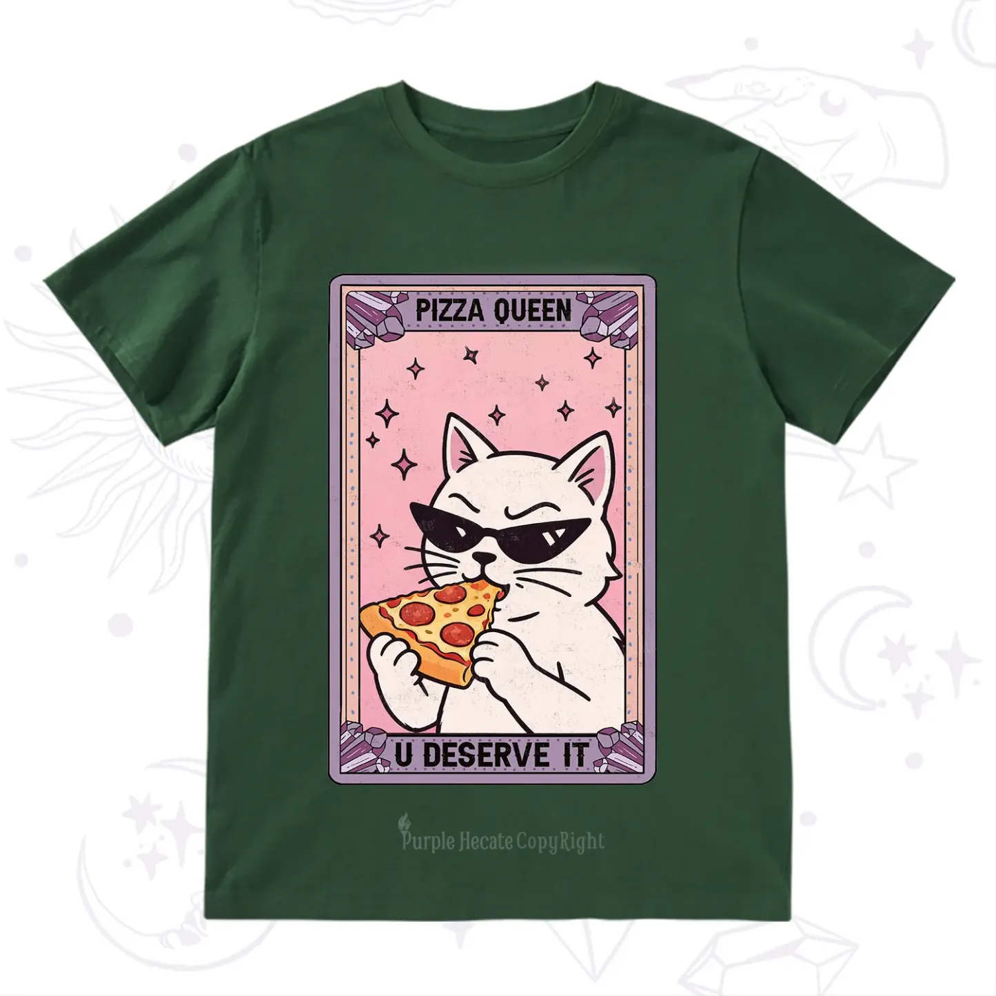 Purplehecate The Pizza Queen Cat Tarot T-Shirt