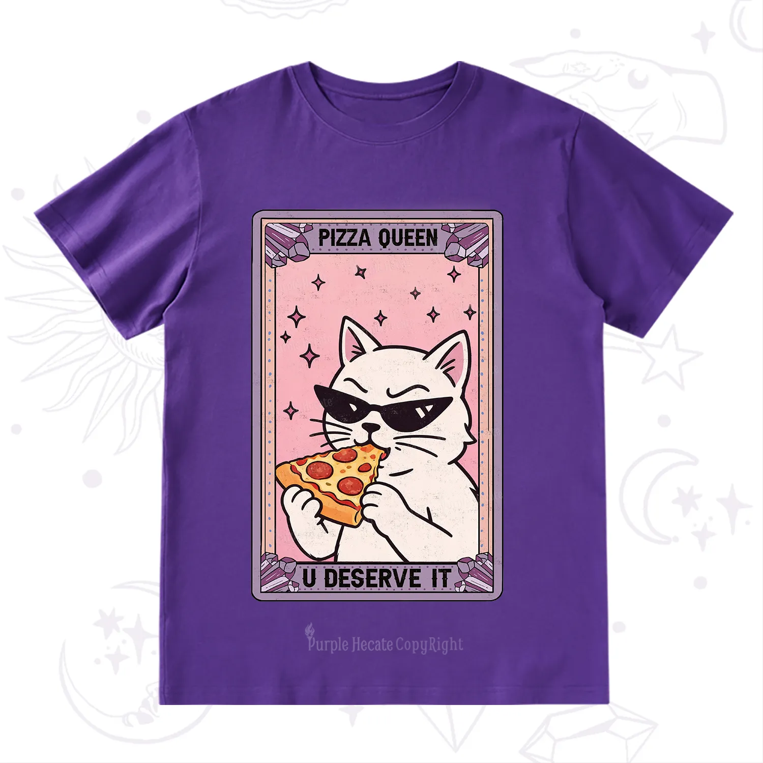 Purplehecate The Pizza Queen Cat Tarot T-Shirt