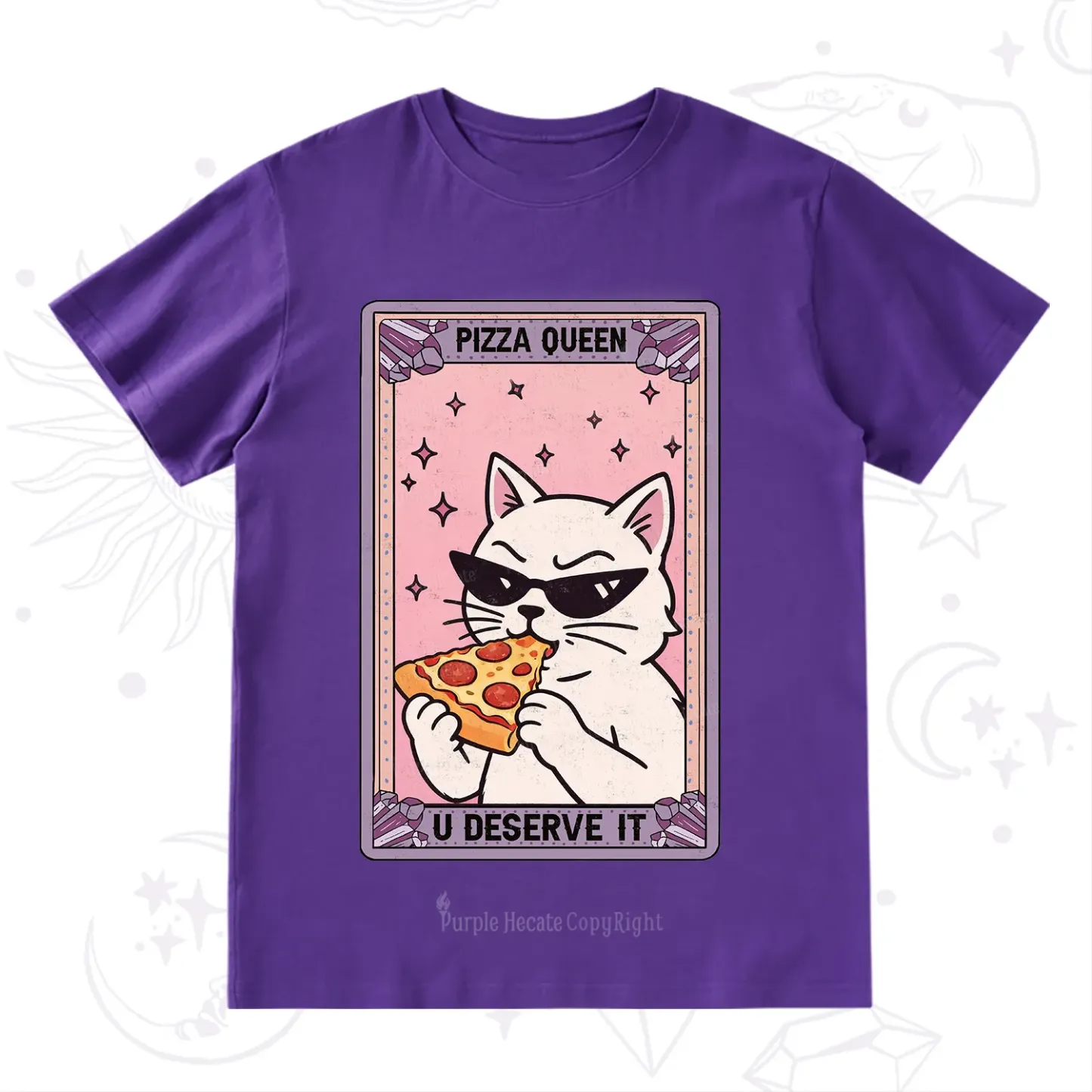 Purplehecate The Pizza Queen Cat Tarot T-Shirt