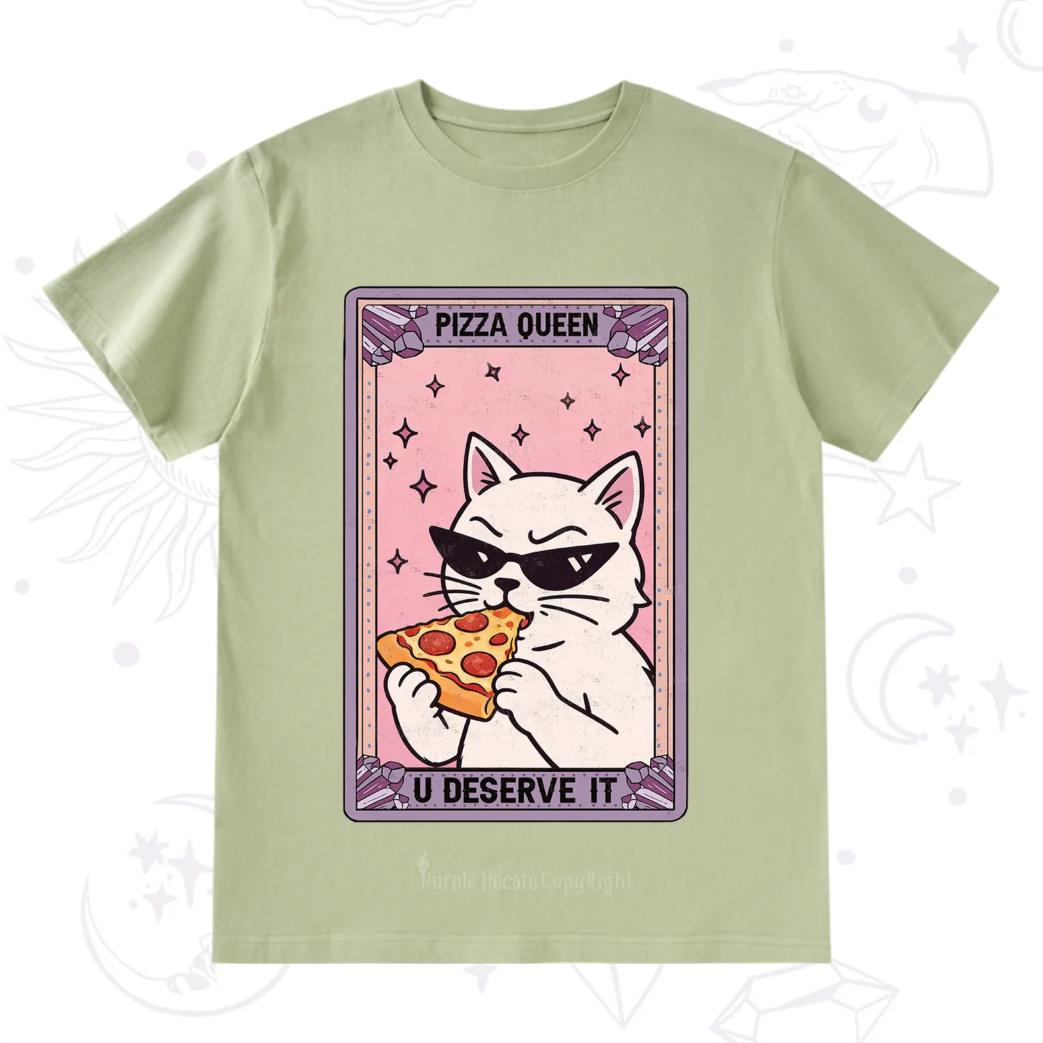 Purplehecate The Pizza Queen Cat Tarot T-Shirt