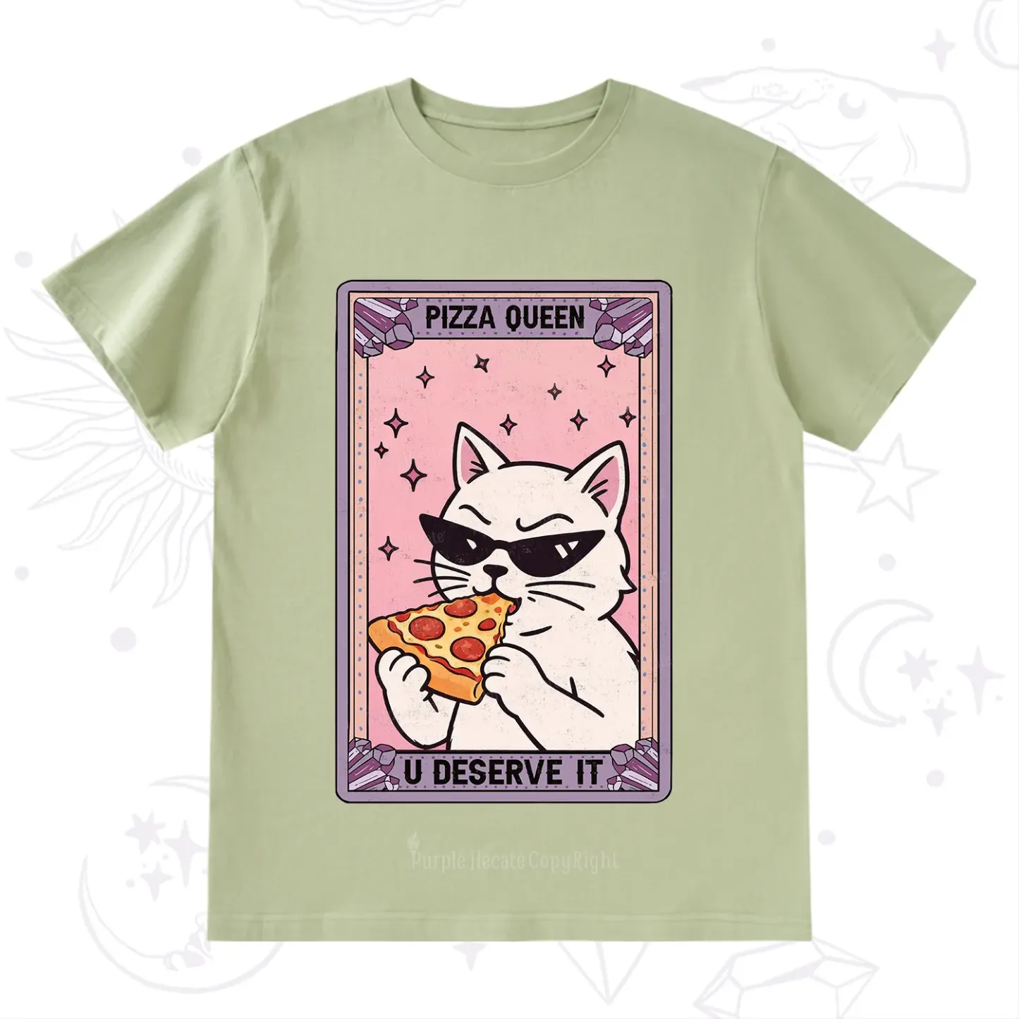 Purplehecate The Pizza Queen Cat Tarot T-Shirt