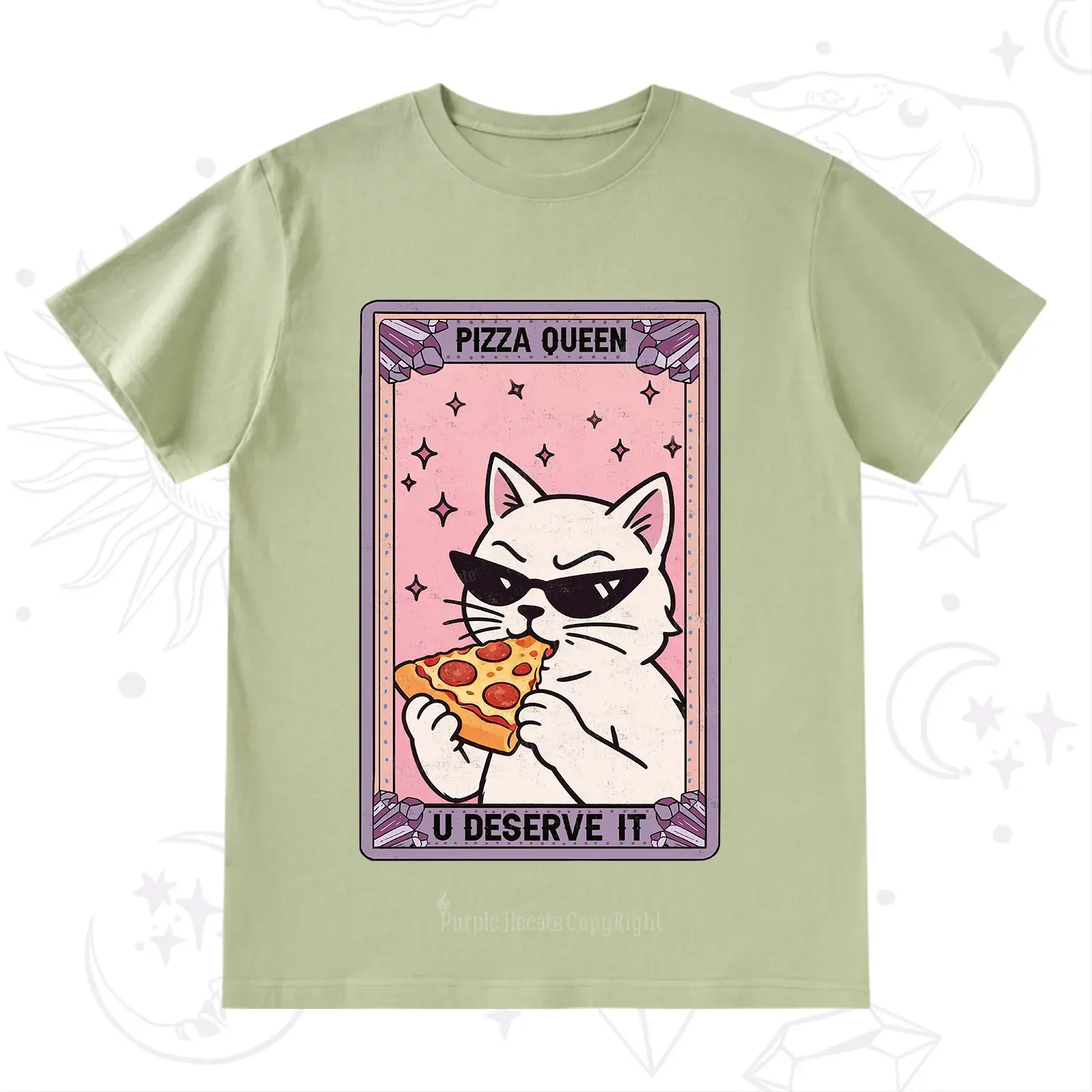 Purplehecate The Pizza Queen Cat Tarot T-Shirt