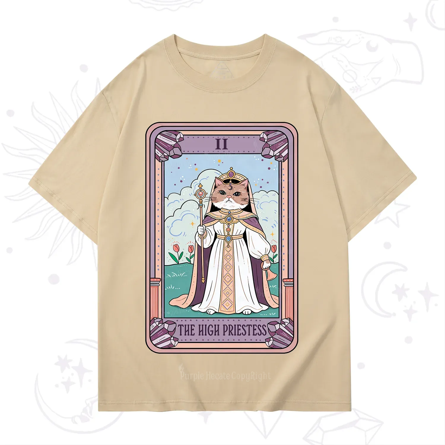 Purplehecate The High Priestess Cat Tarot T-Shirt