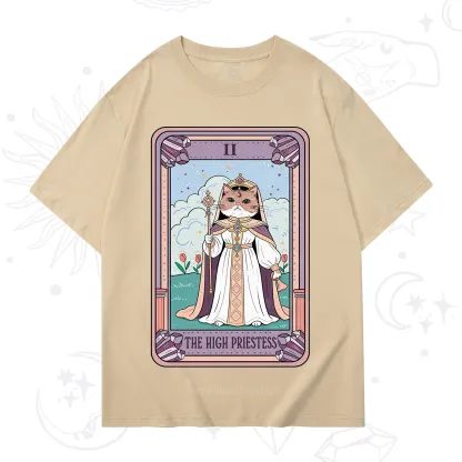 Purplehecate The High Priestess Cat Tarot T-Shirt