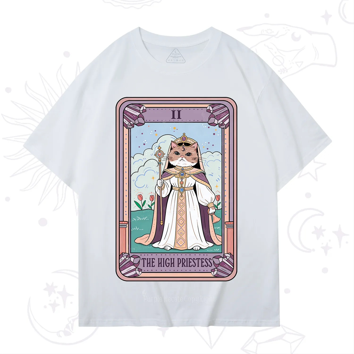 Purplehecate The High Priestess Cat Tarot T-Shirt