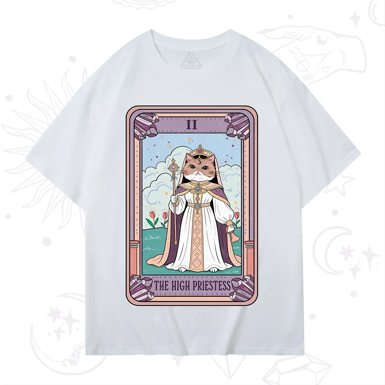 Purplehecate The High Priestess Cat Tarot T-Shirt
