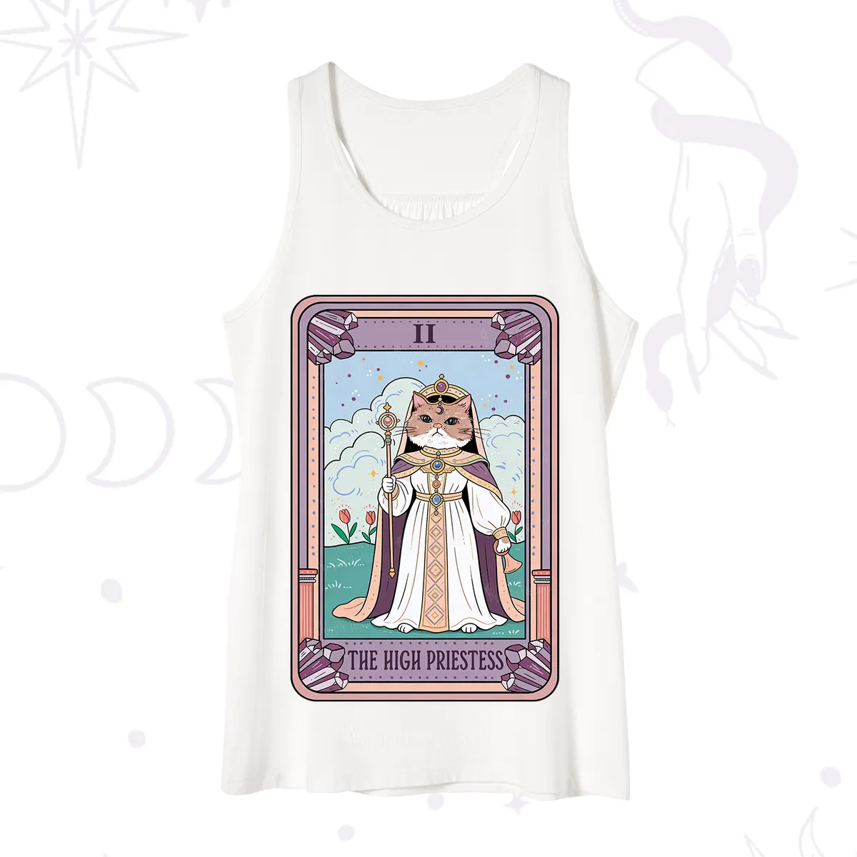 Purplehecate The High Priestess Cat Tarot Tank