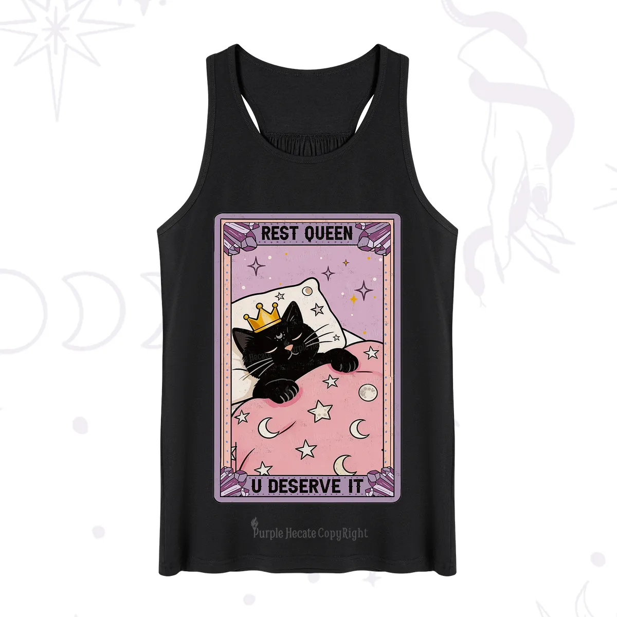 Purplehecate The Rest Queen Cat Tarot Tank