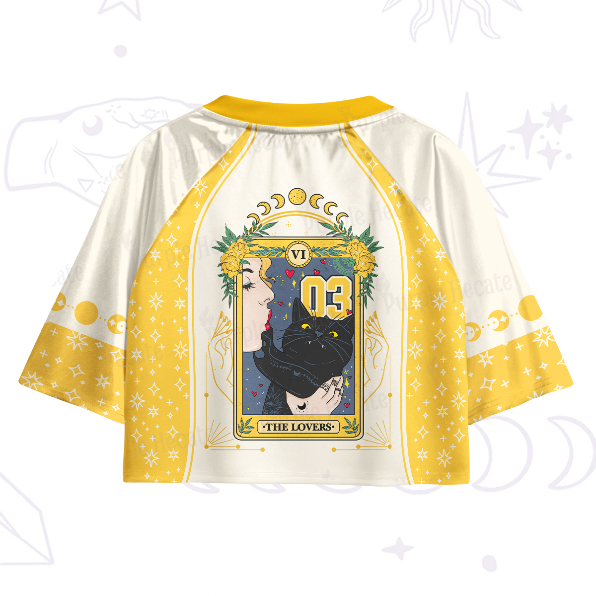 Purplehecate The Lovers Cat Tarot Crop Jersey Top